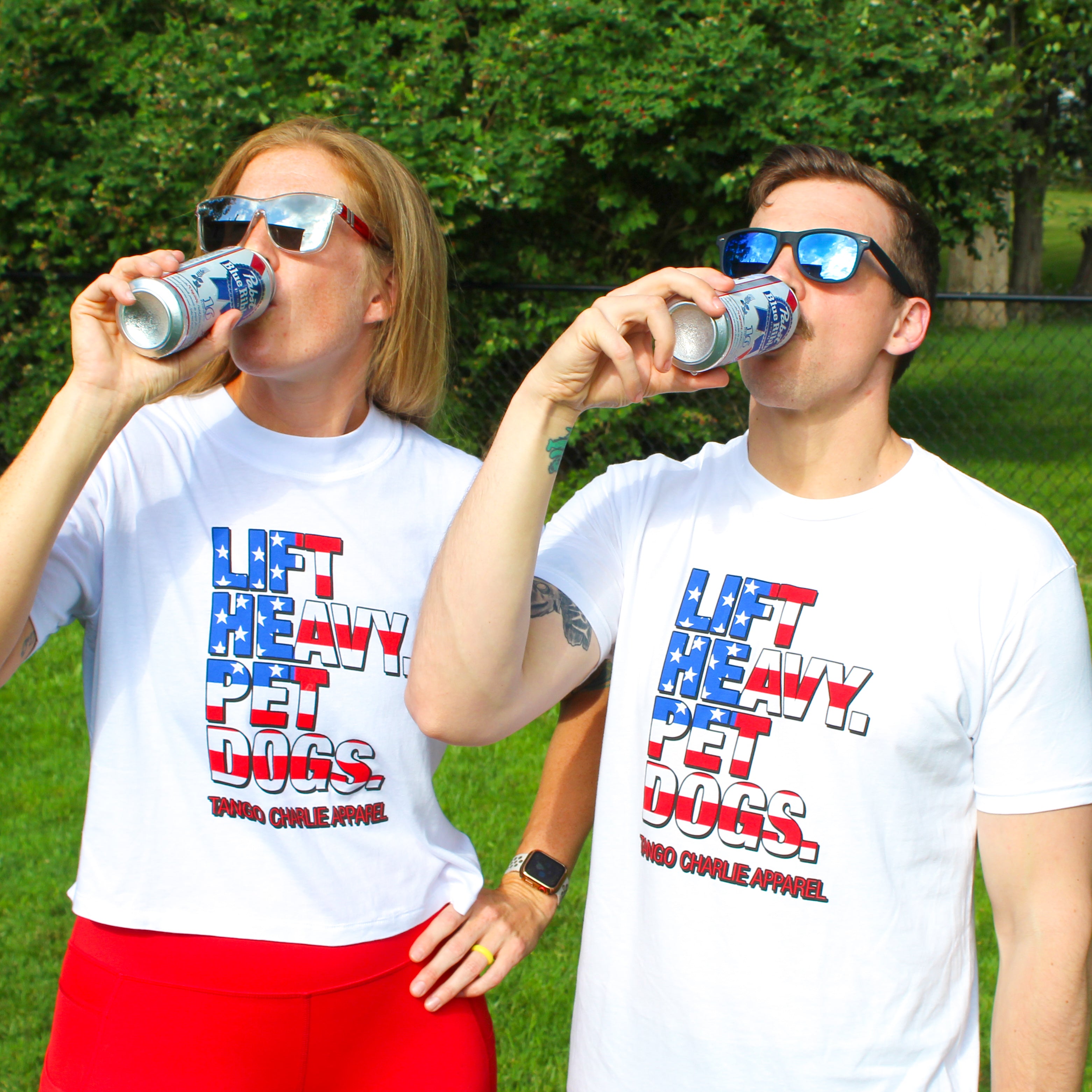 Lift Heavy. Pet Dogs. - 'Murica Edition Tee