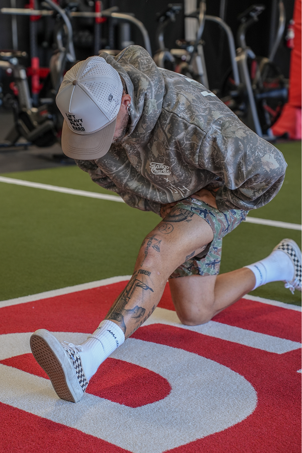 Lift Heavy. Pray Hard. - Premium Deadwood Camo Hoodie