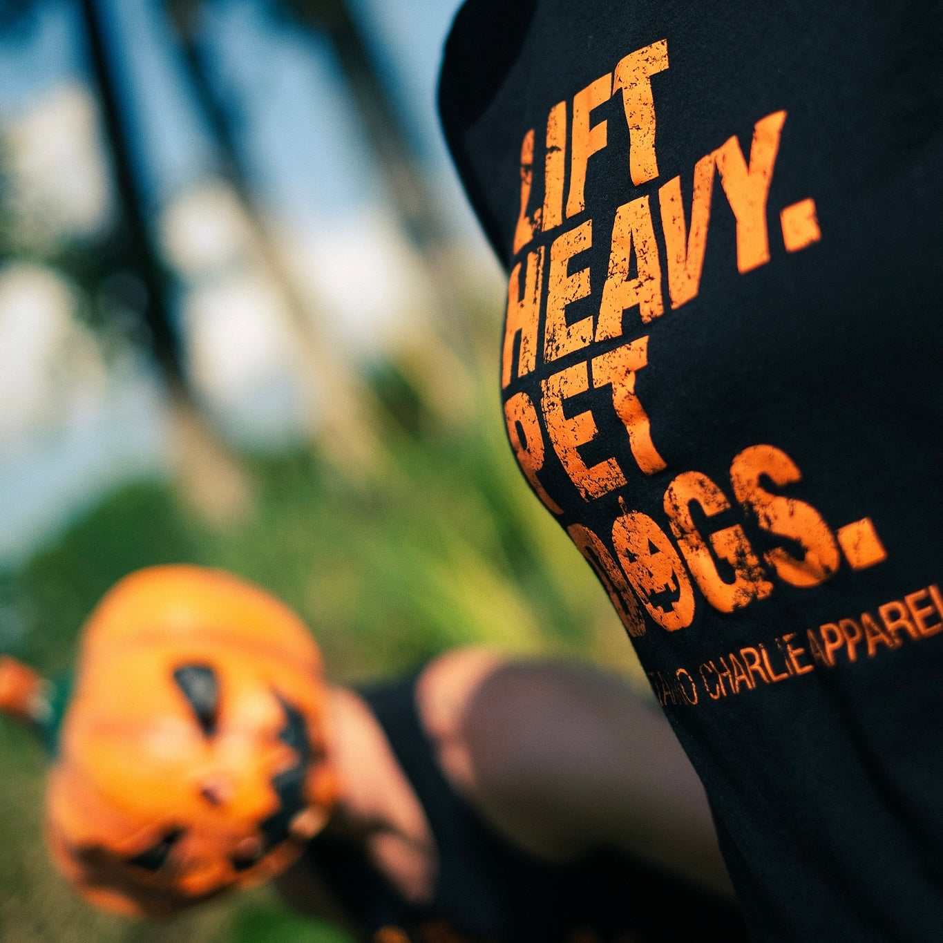 Lift Heavy. Pet Dogs. - Pumpkin Edition Tee