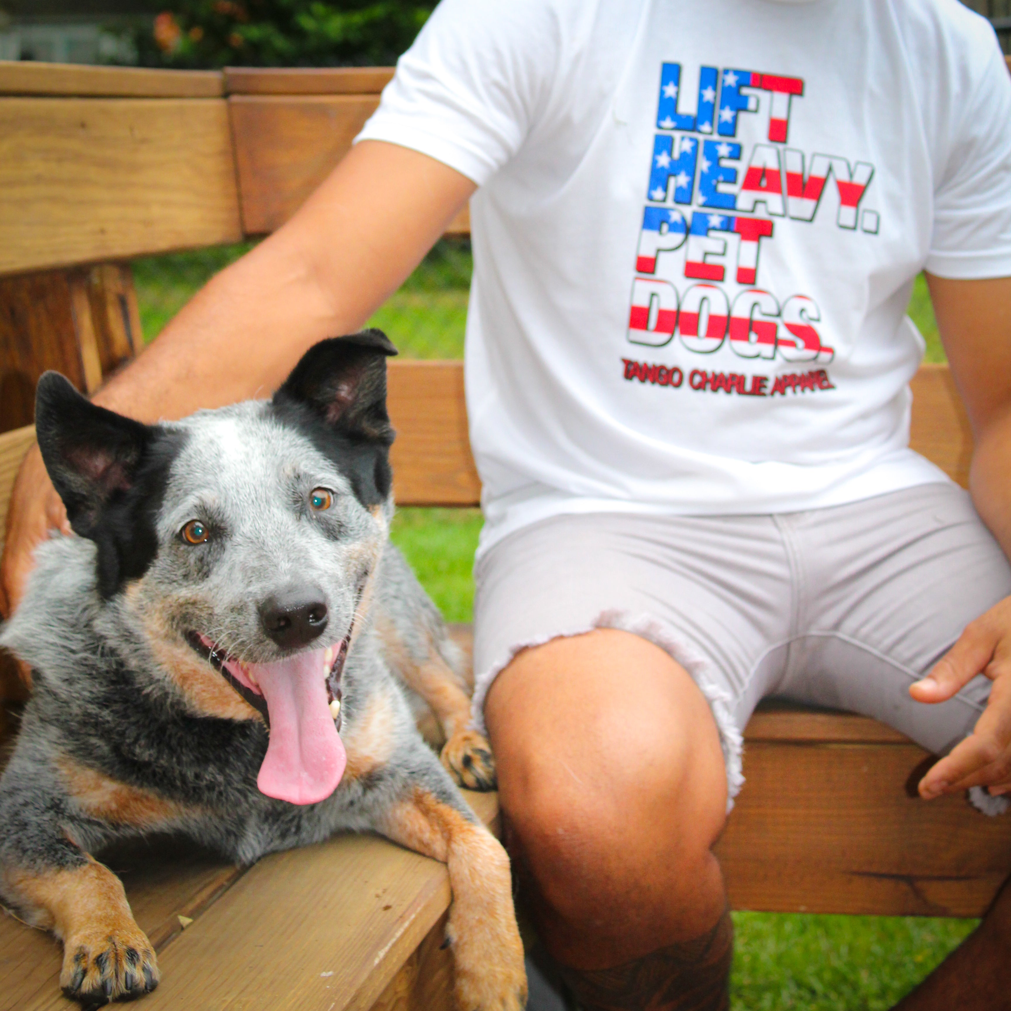 Lift Heavy. Pet Dogs. - 'Murica Edition Tee
