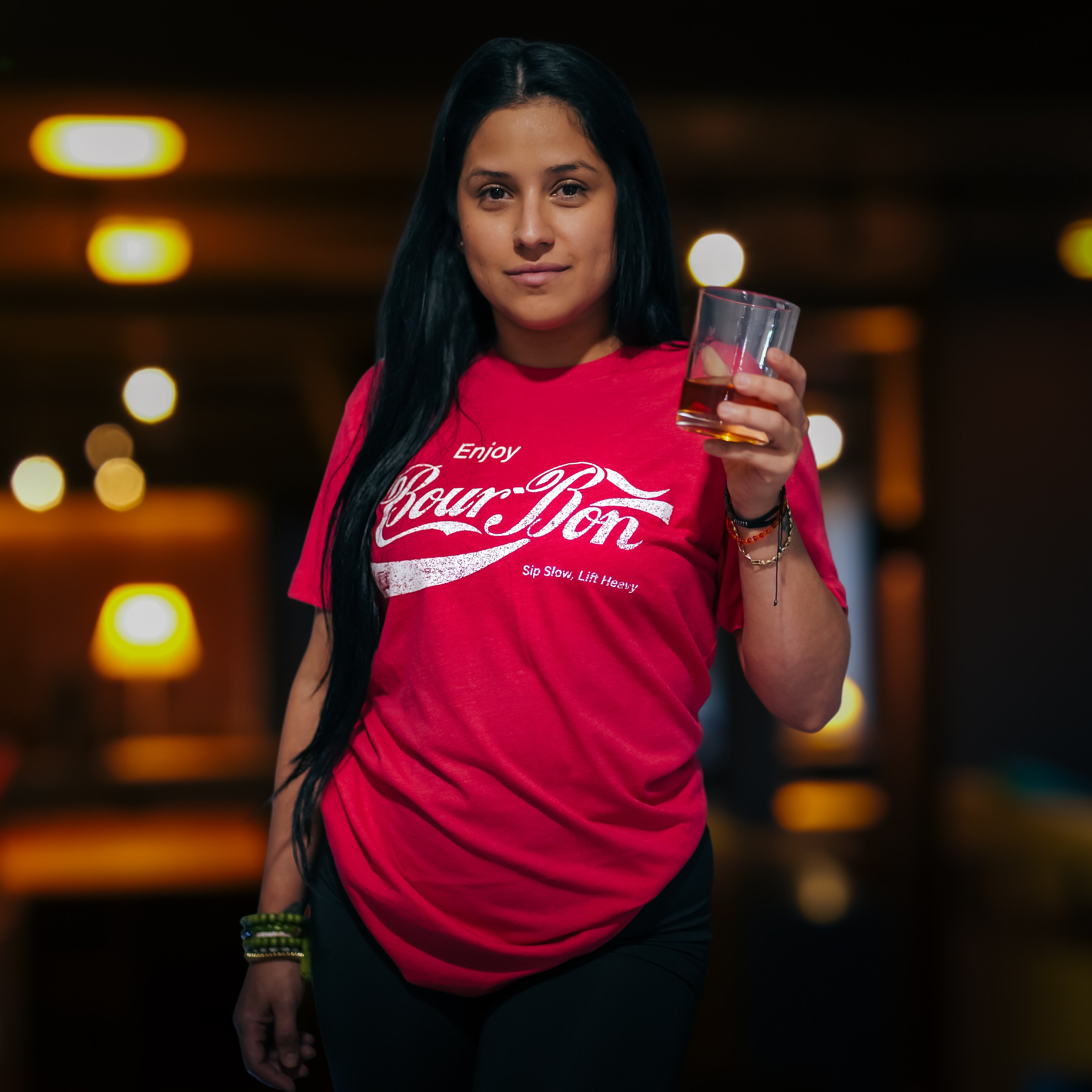 Bourbon "Sip Slow, Lift Heavy" Red - Tee