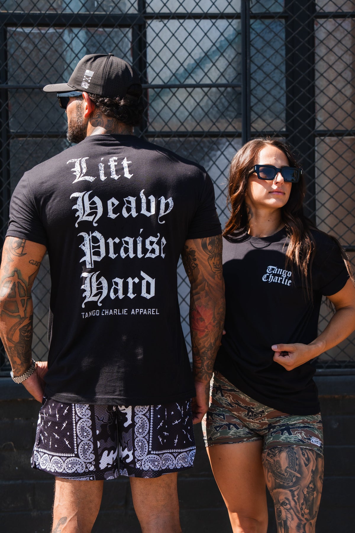 Lift Heavy. Praise Hard. Black Tee