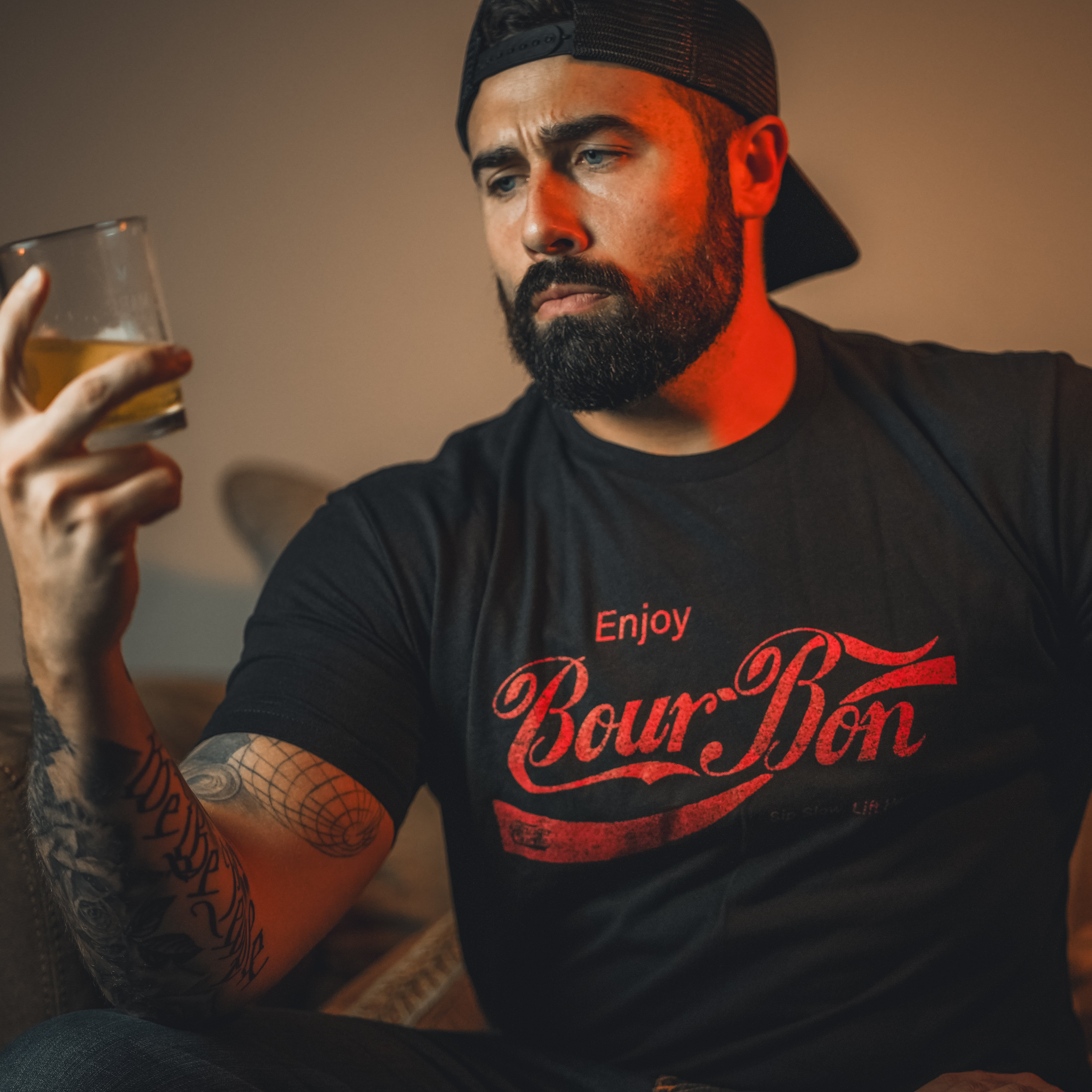 Bourbon "Sip Slow, Lift Heavy" Black - Tee