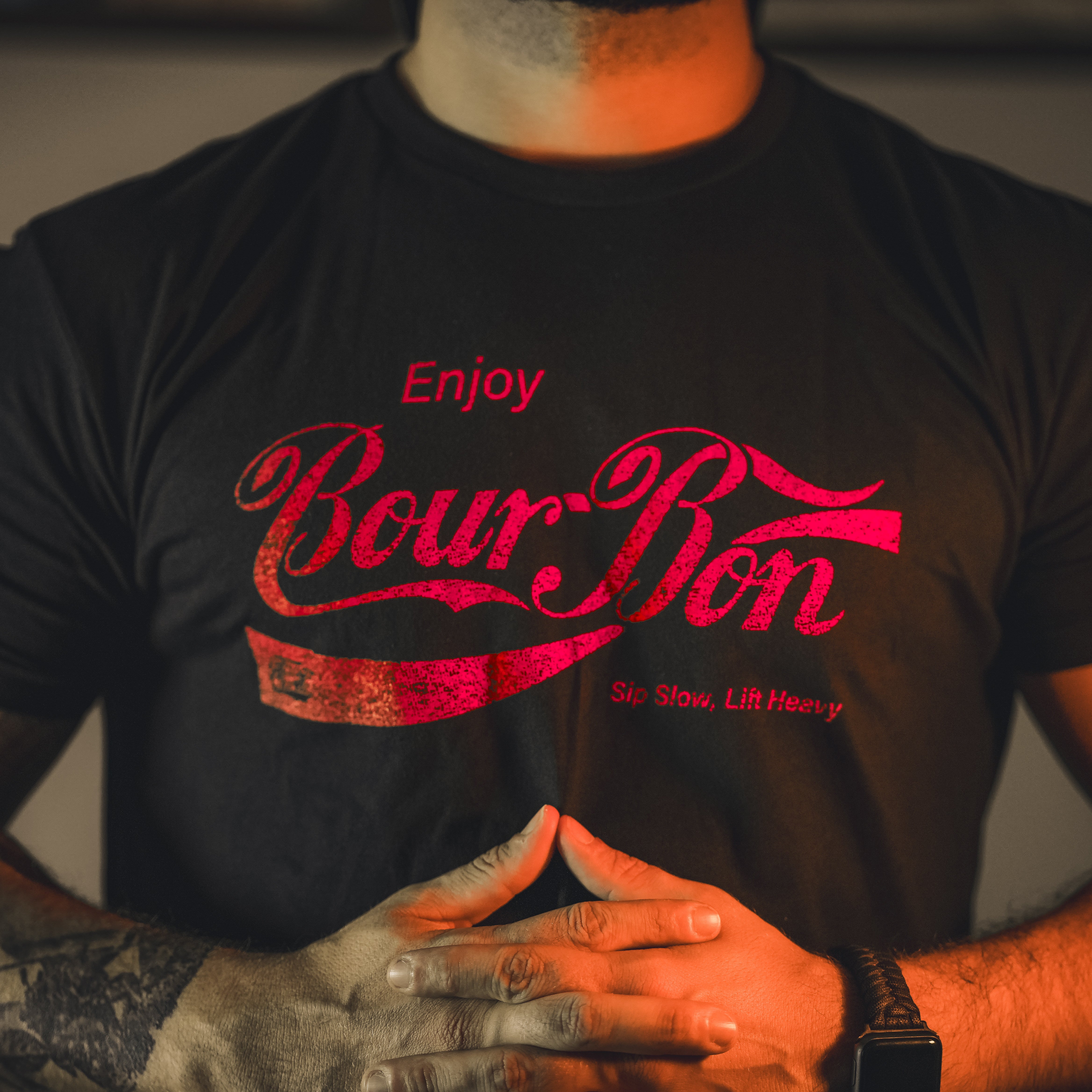 Bourbon "Sip Slow, Lift Heavy" Black - Tee