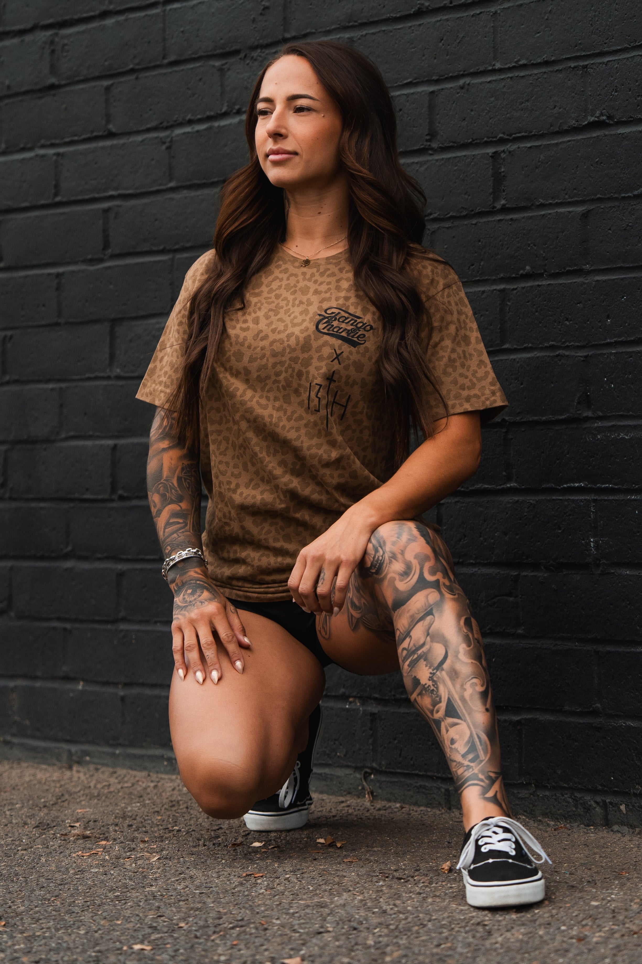 Lift Heavy. Pray Hard. Chestnut Leopard - Tee