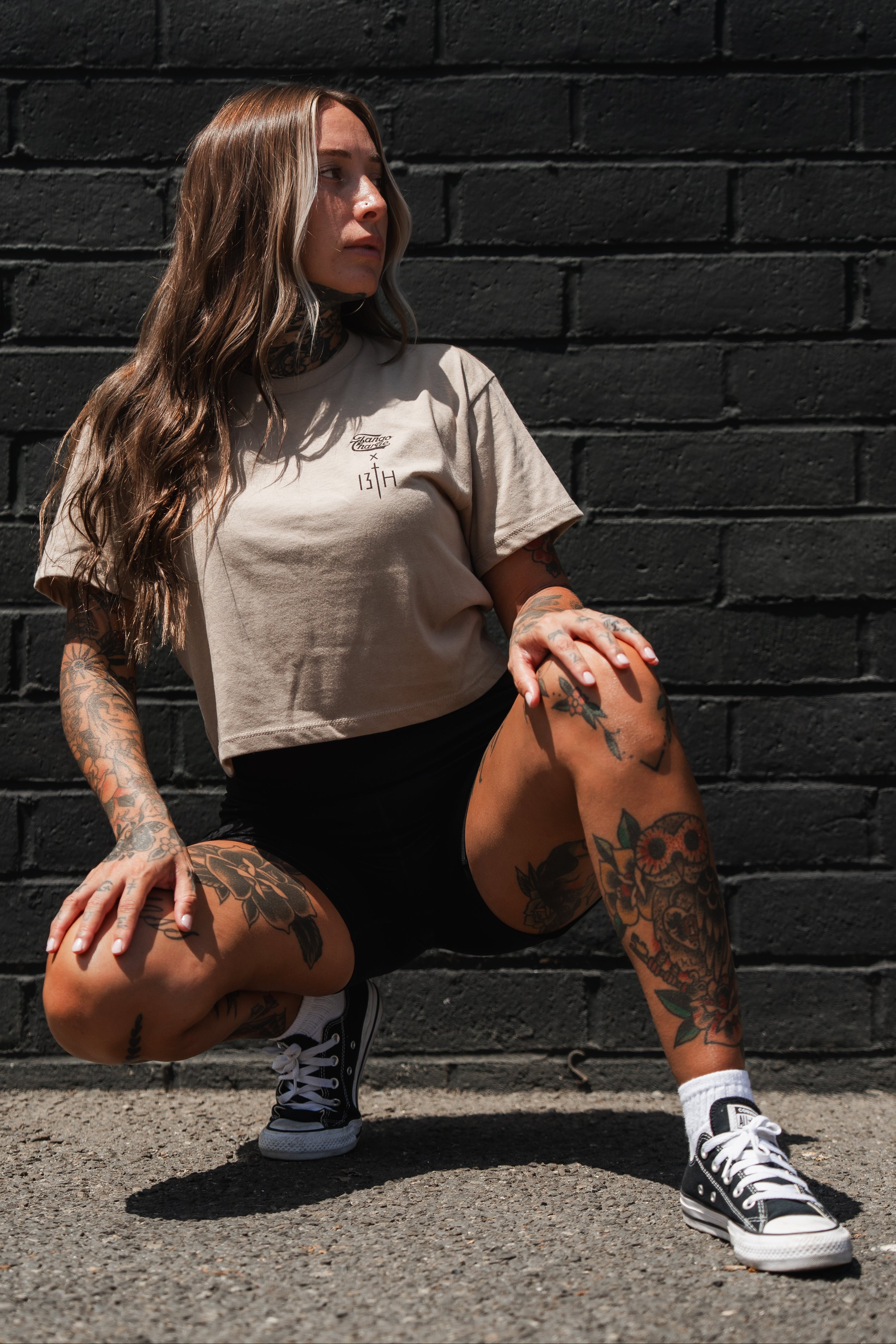 Lift Heavy. Pray Hard. - Sand Women's Crop Tee