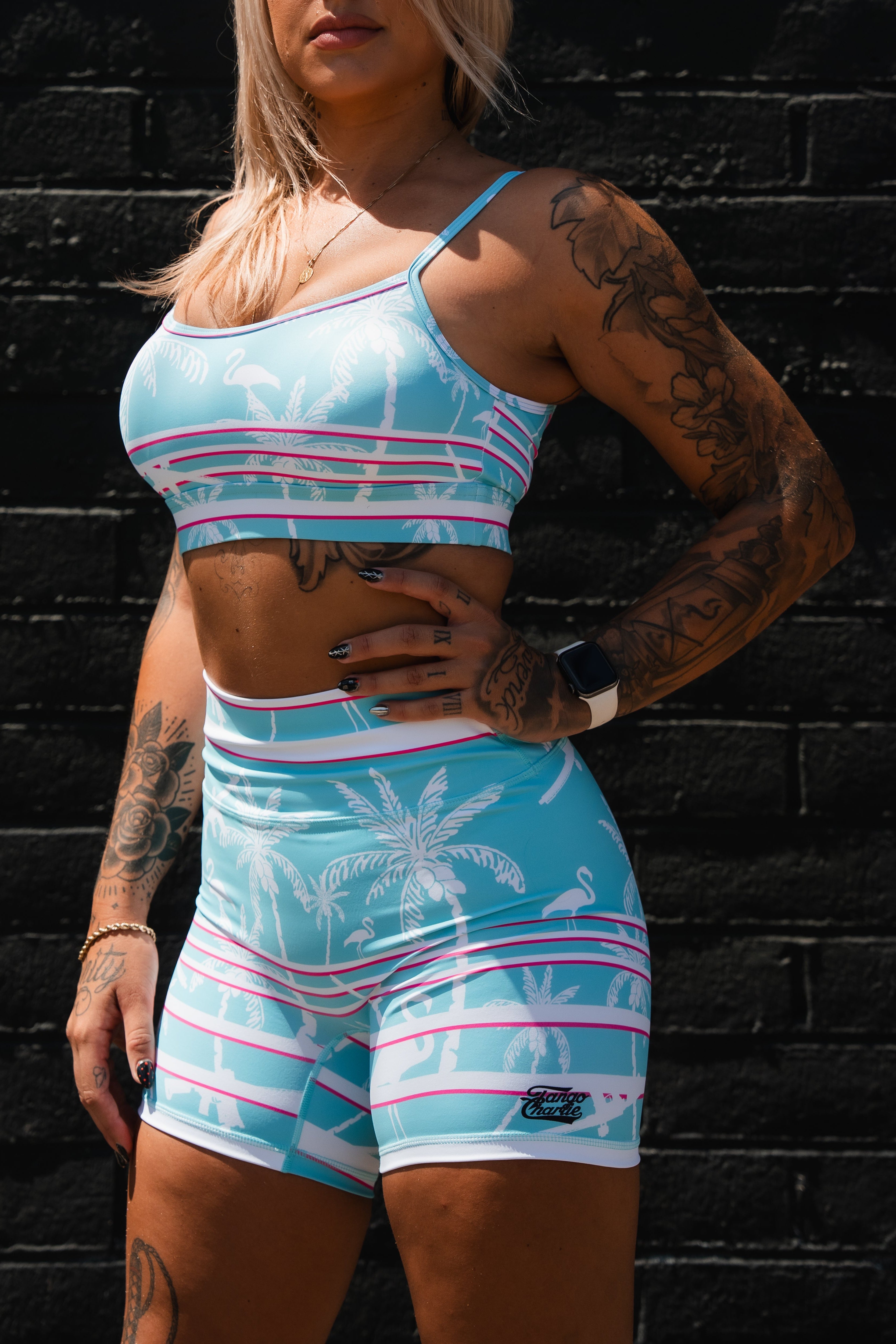Women's High-Waisted Seamless Front Compression Training Shorts | Miami Vice Mayhem