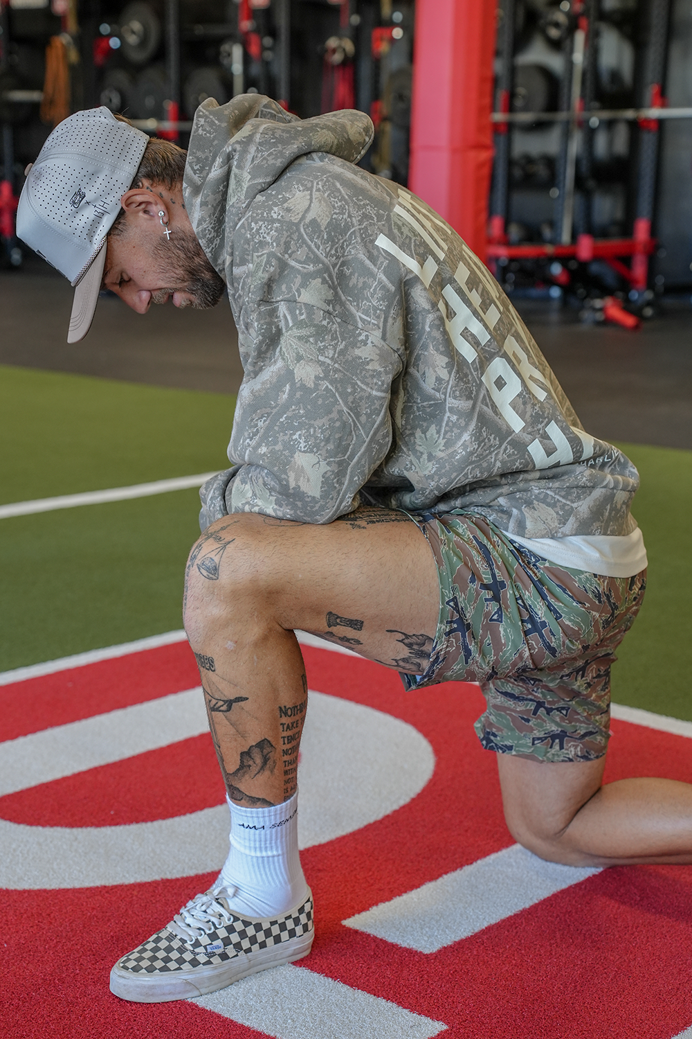 Lift Heavy. Pray Hard. - Premium Deadwood Camo Hoodie