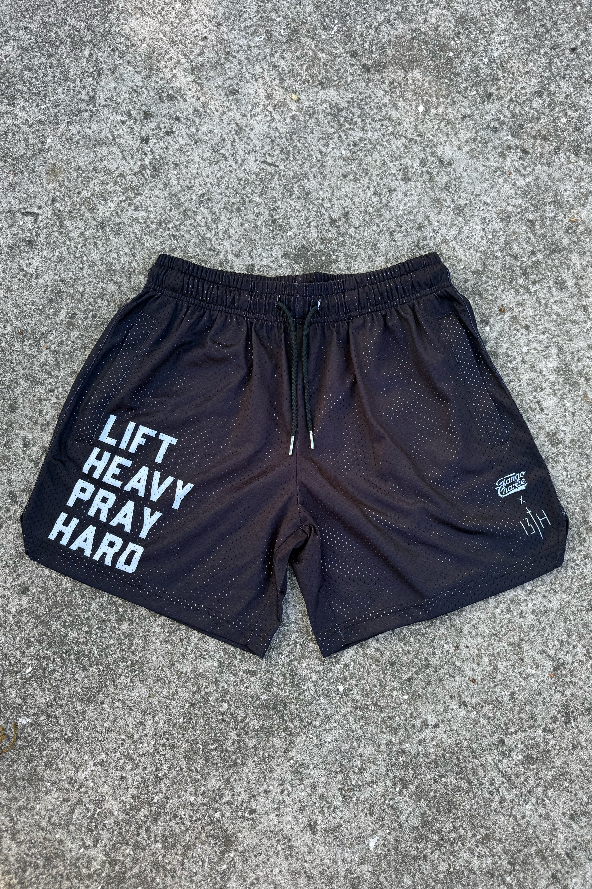 Men's Mesh Lifestyle Shorts | 5.5"- Lift Heavy Pray Hard Black