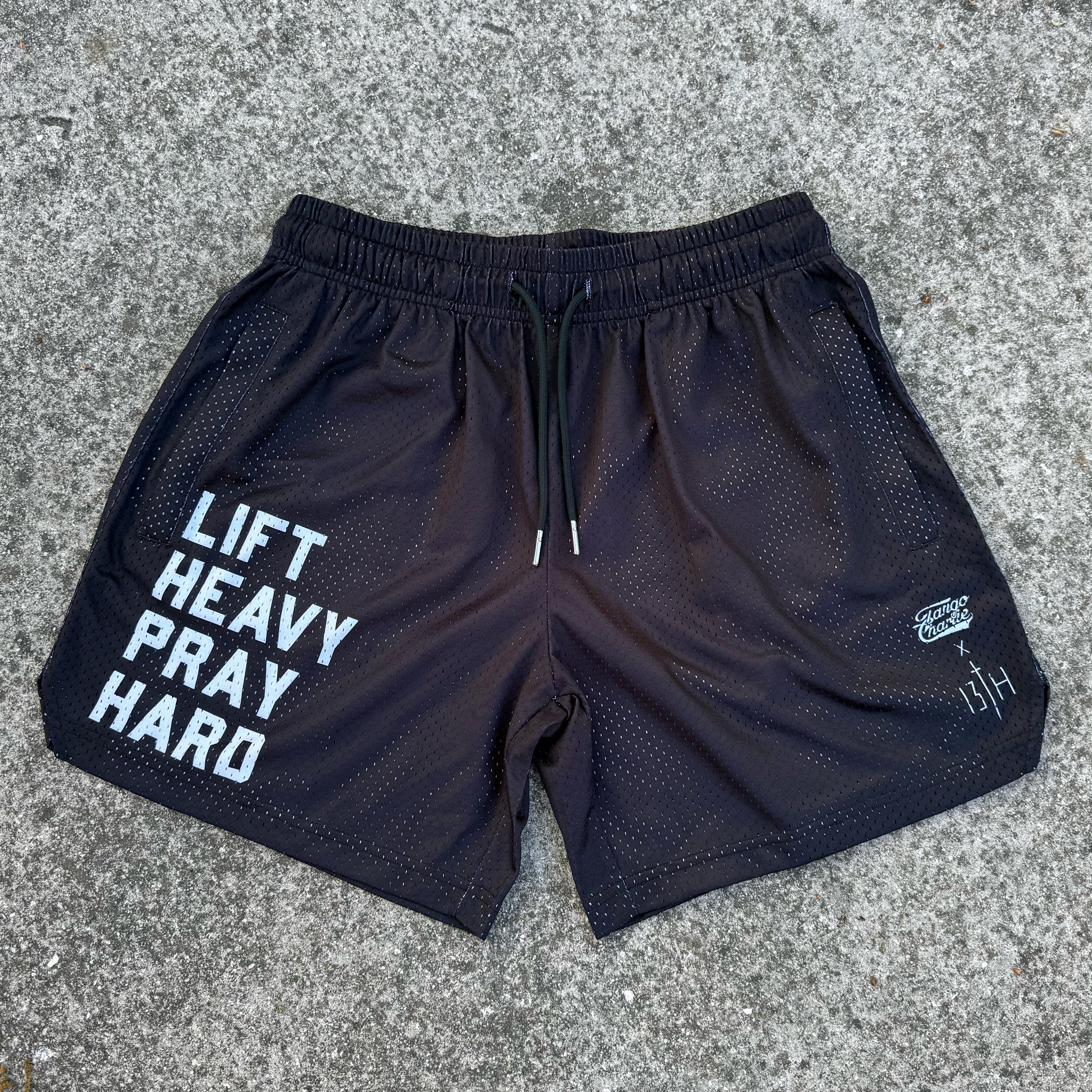 Men's Mesh Lifestyle Shorts | 5.5"- Lift Heavy Pray Hard Black