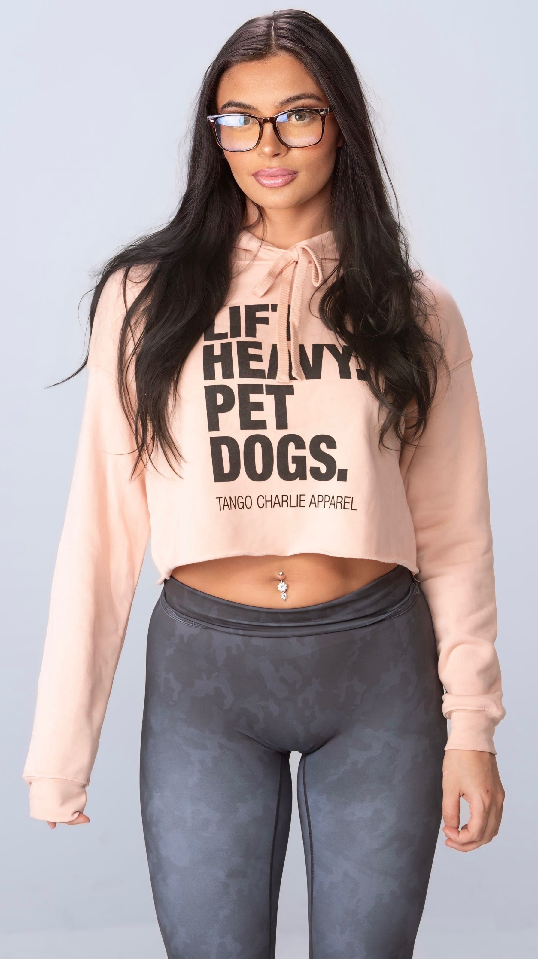 Lift Heavy. Pet Dogs. - Women's Crop Hoodie