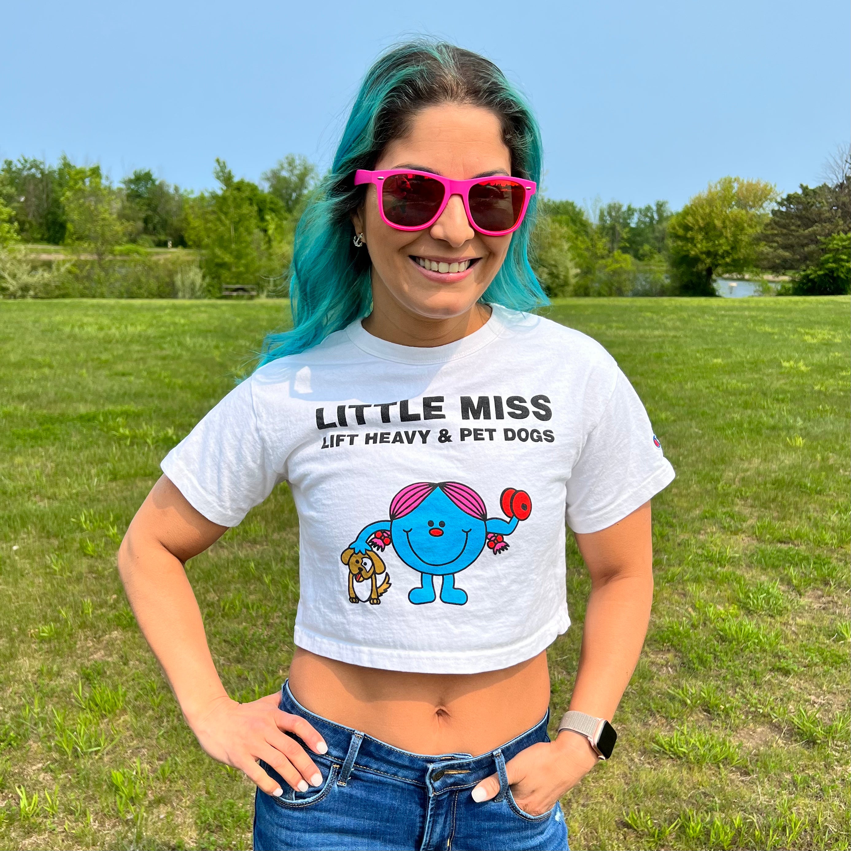 "LITTLE MISS Lift Heavy & Pet Dogs" - Women's Champion Crop