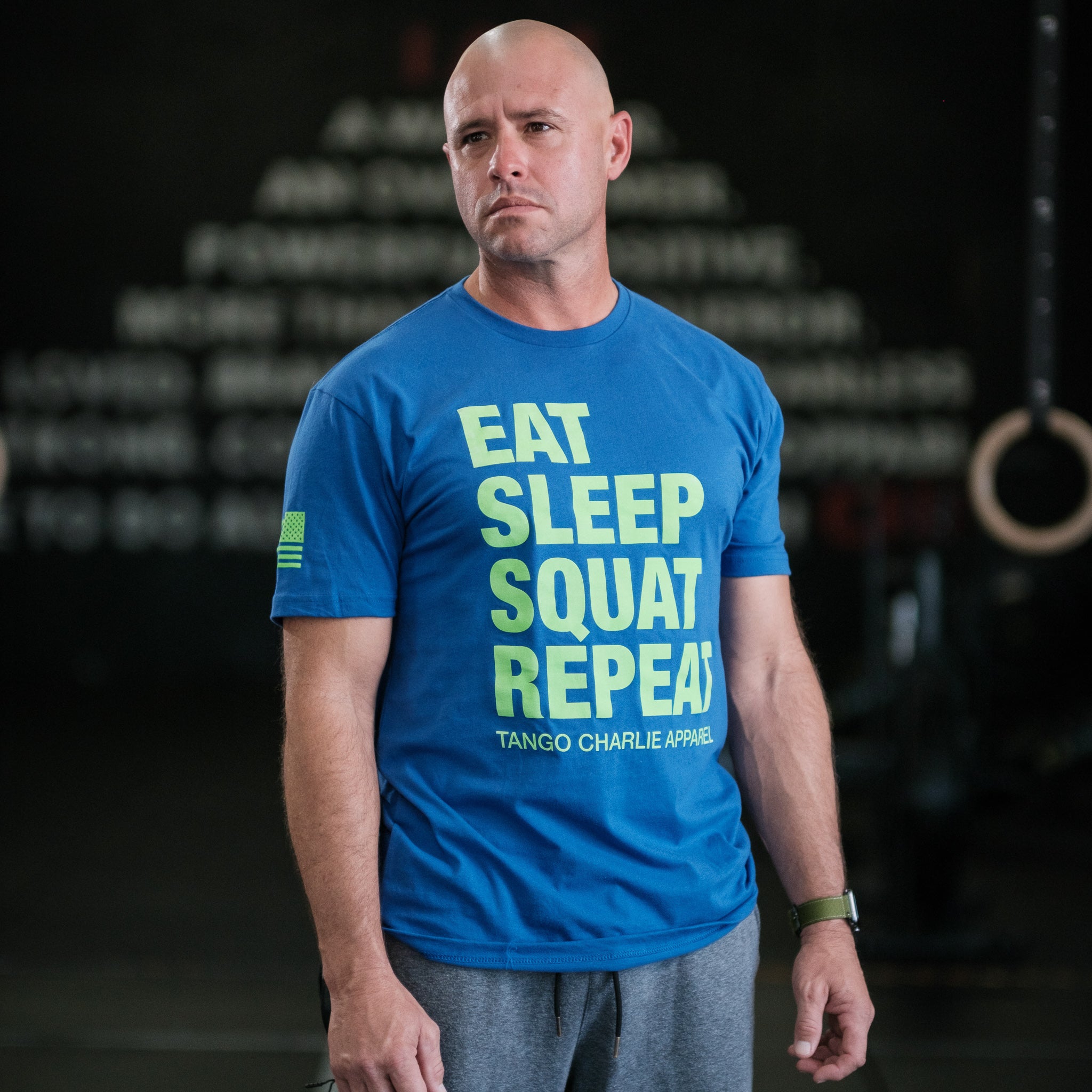 Eat Sleep Squat Repeat - Royal Tee