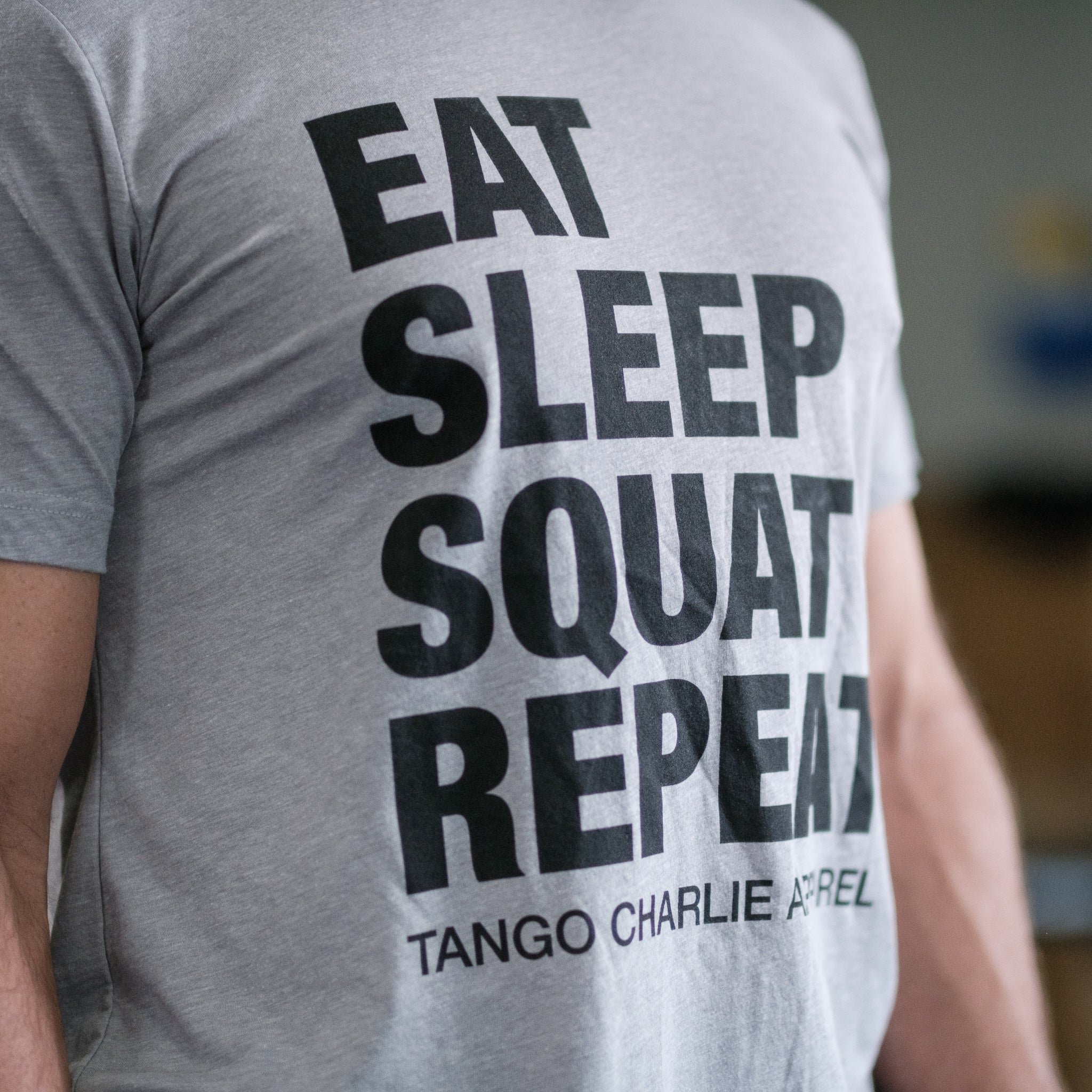 Eat. Sleep. Squat. Repeat. - Gray Tee