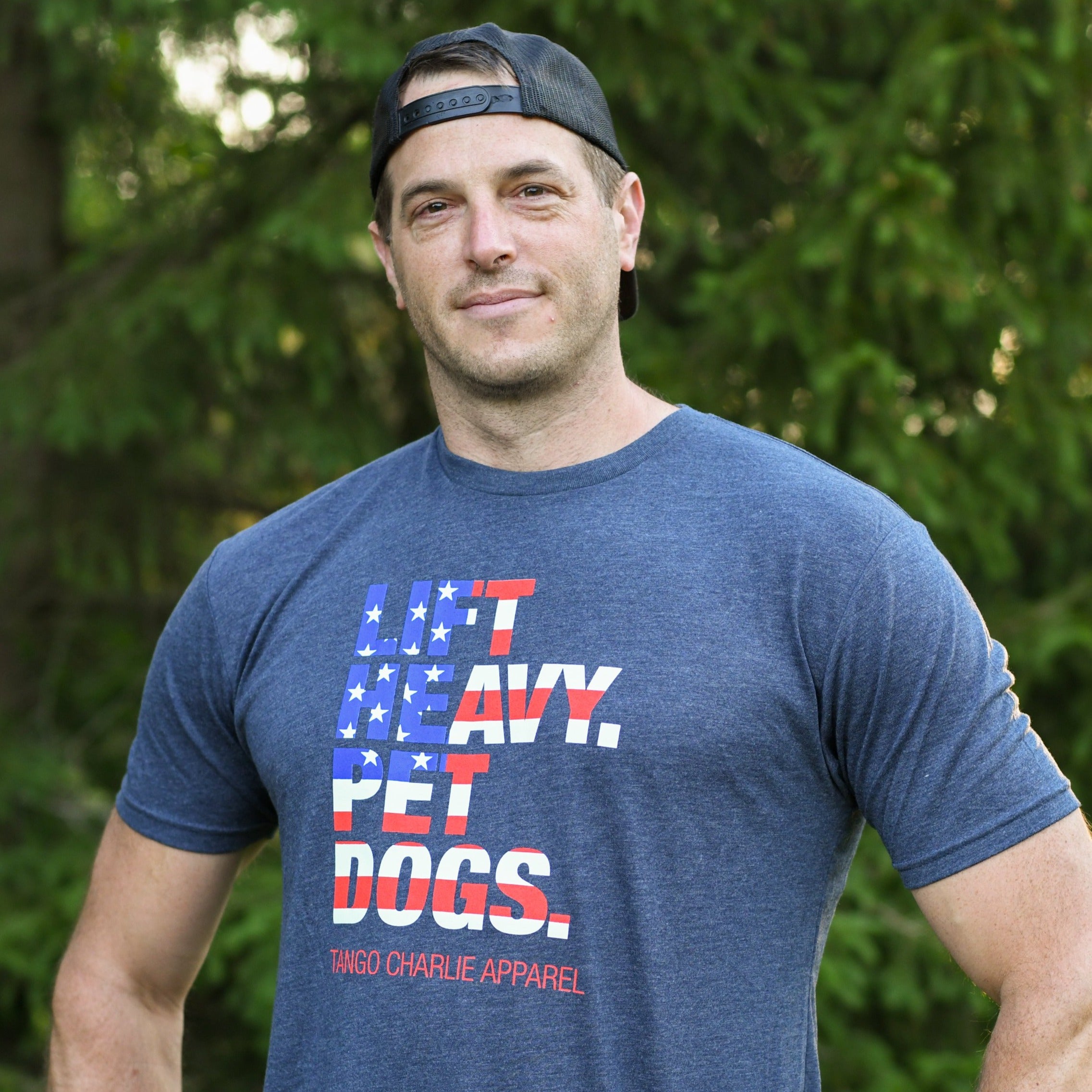 Stars & Stripes Lift Heavy. Pet Dogs - Tee