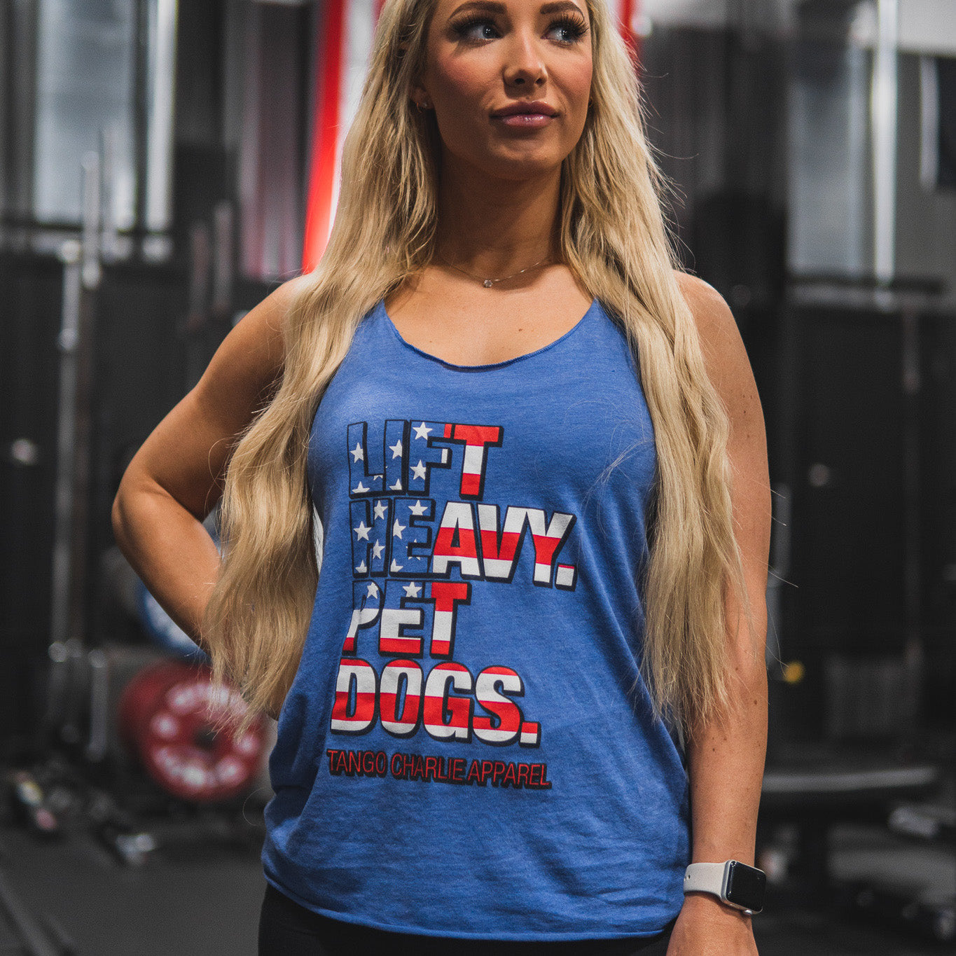 Lift Heavy. Pet Dogs. - Stars & Stripes Women's Tank