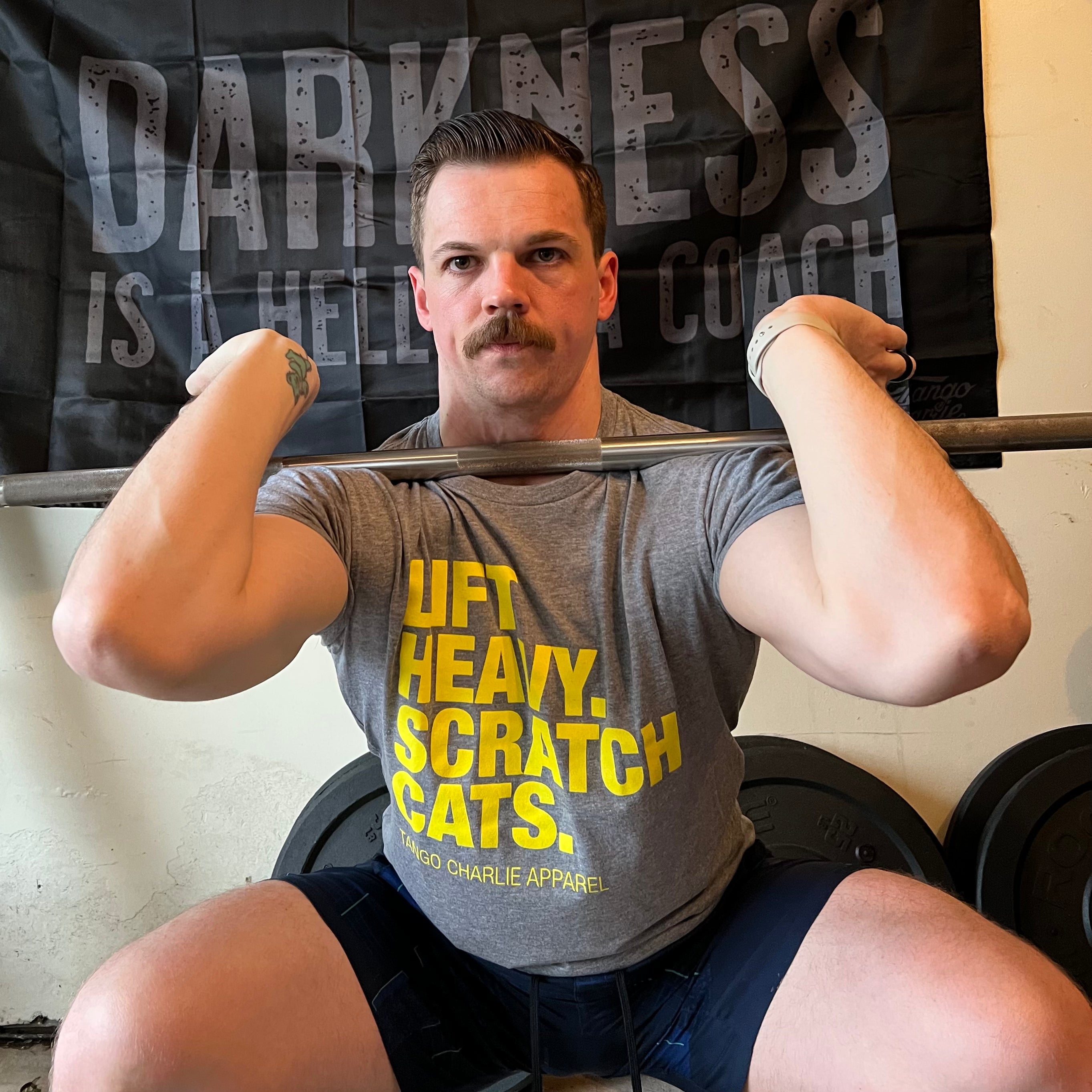 Lift Heavy. Scratch Cats. - Tee