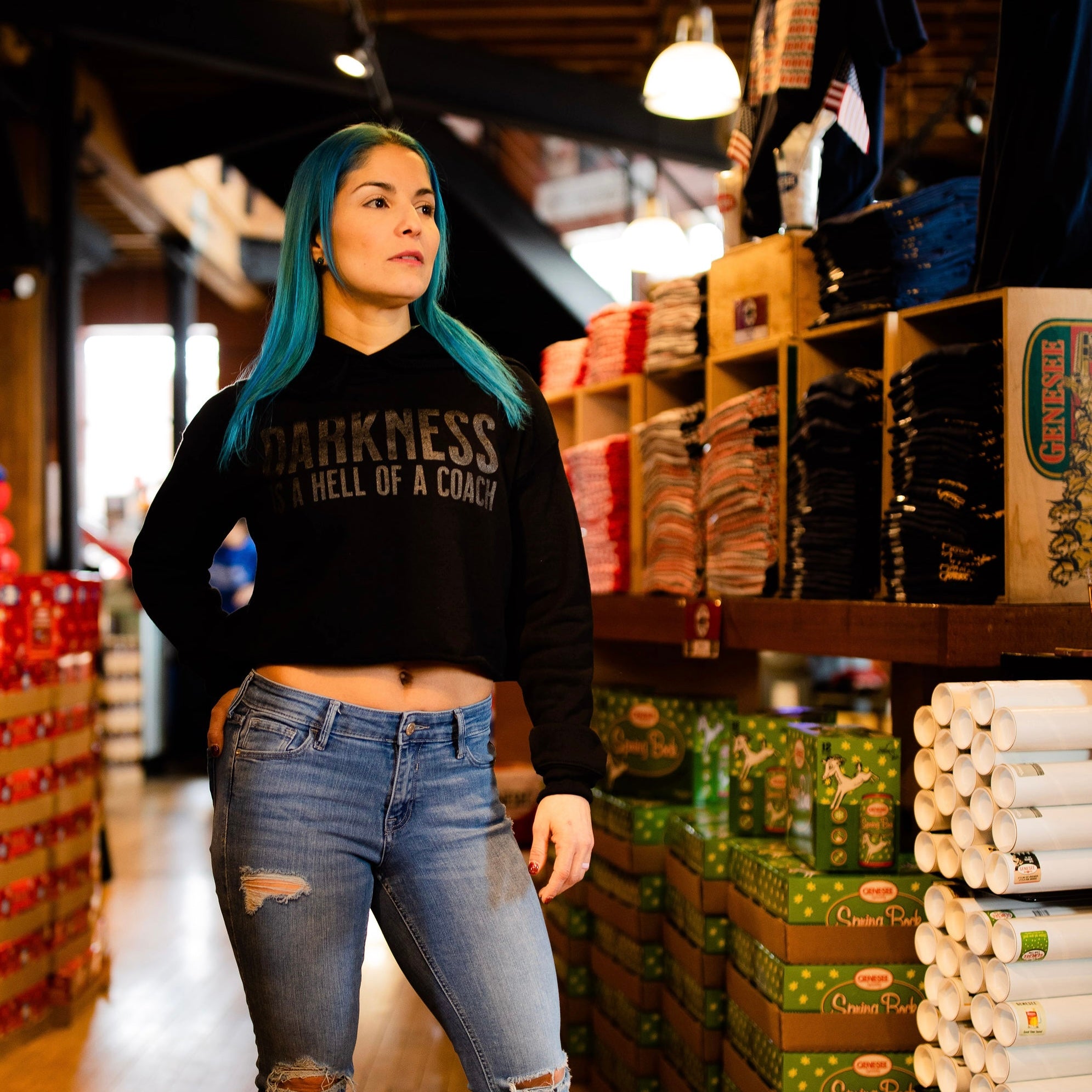 Darkness is a Hell of a Coach - Women's Crop Hoodie