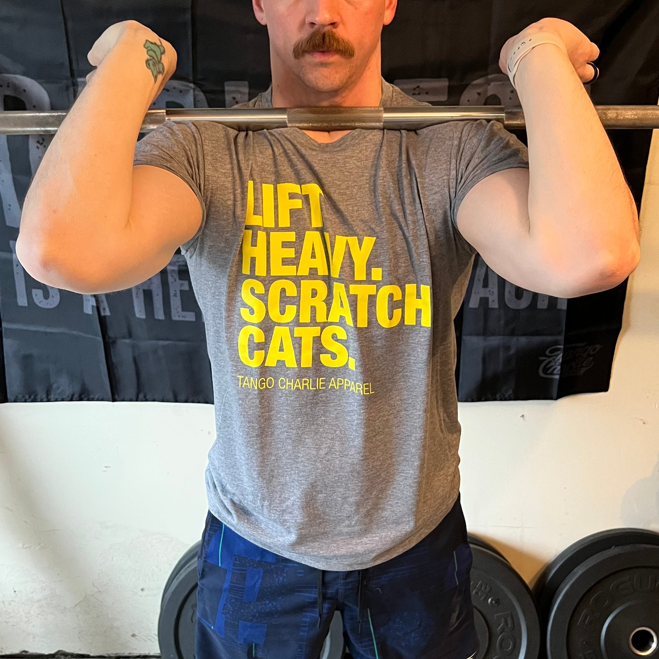 Lift Heavy. Scratch Cats. - Tee