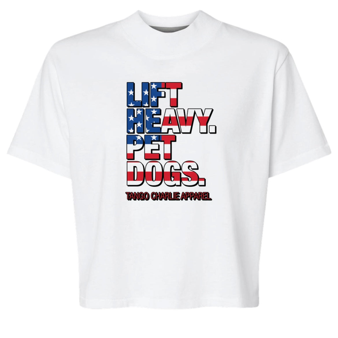 Lift Heavy. Pet Dogs. - ‘Murica Edition Cropped Tee