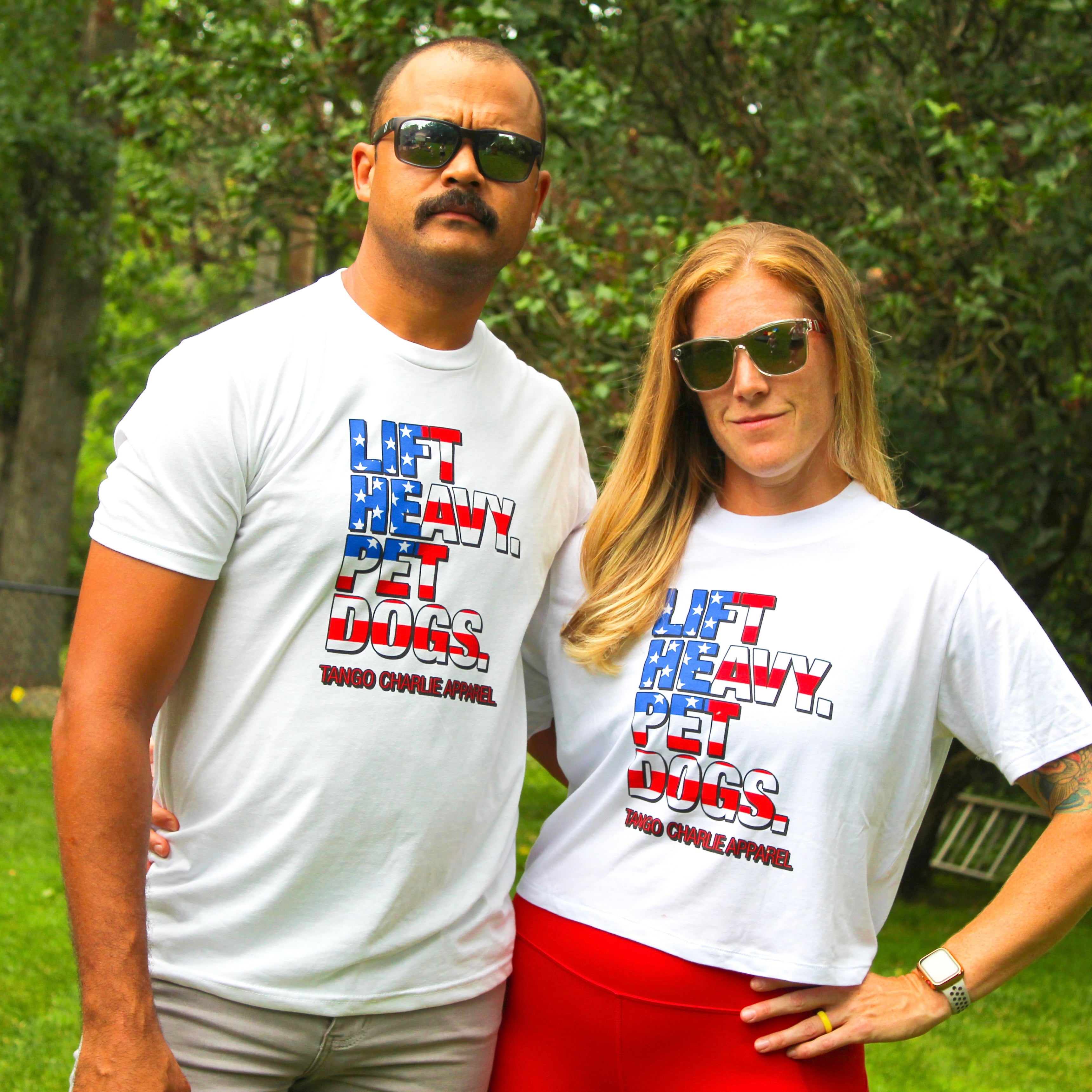 Lift Heavy. Pet Dogs. - ‘Murica Edition Cropped Tee