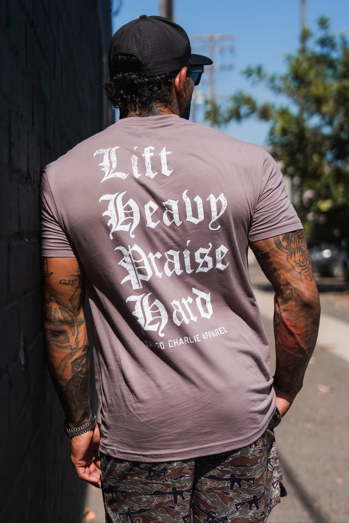 Lift Heavy. Praise Hard. Shiitake Tee