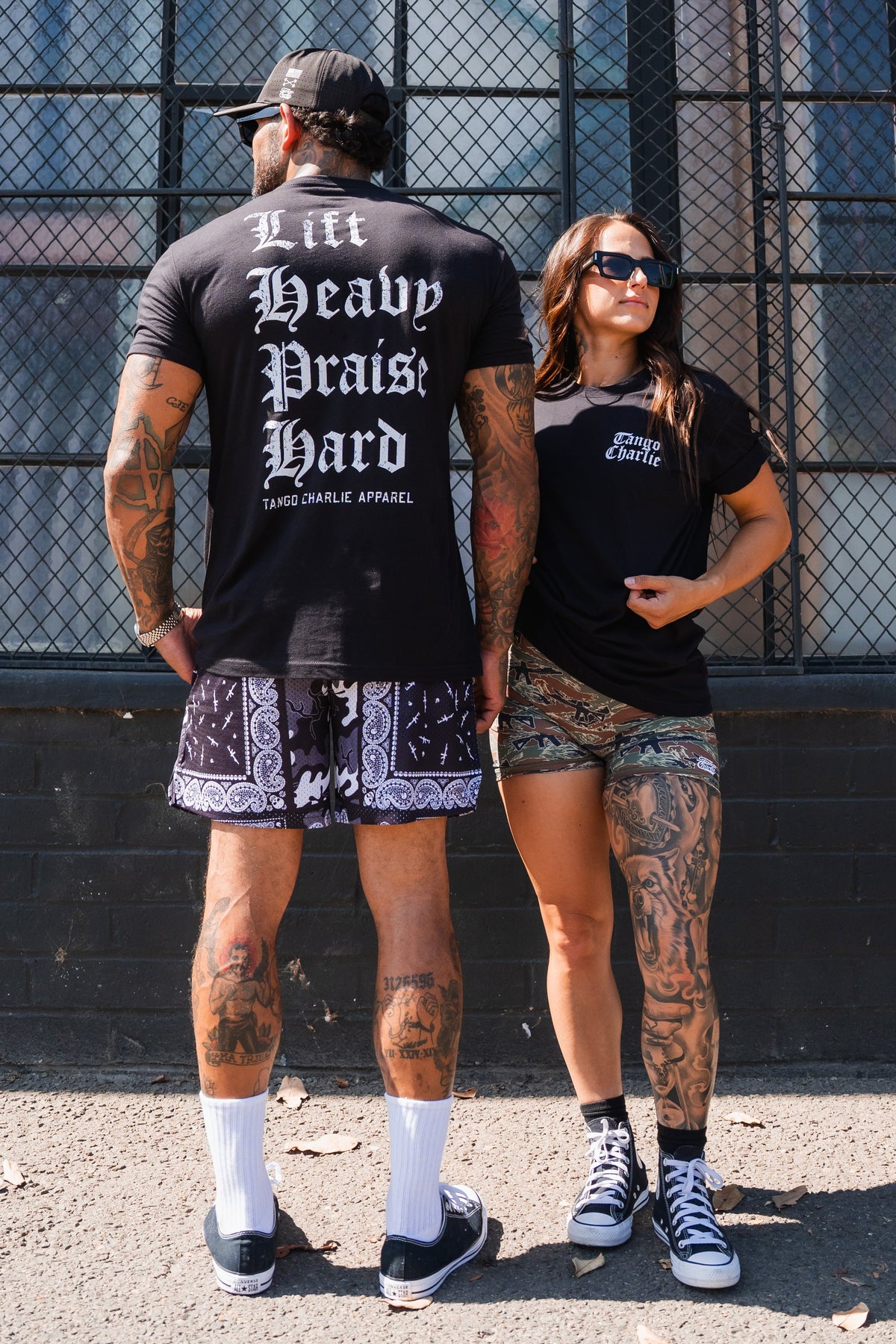 Lift Heavy. Praise Hard. Black Tee