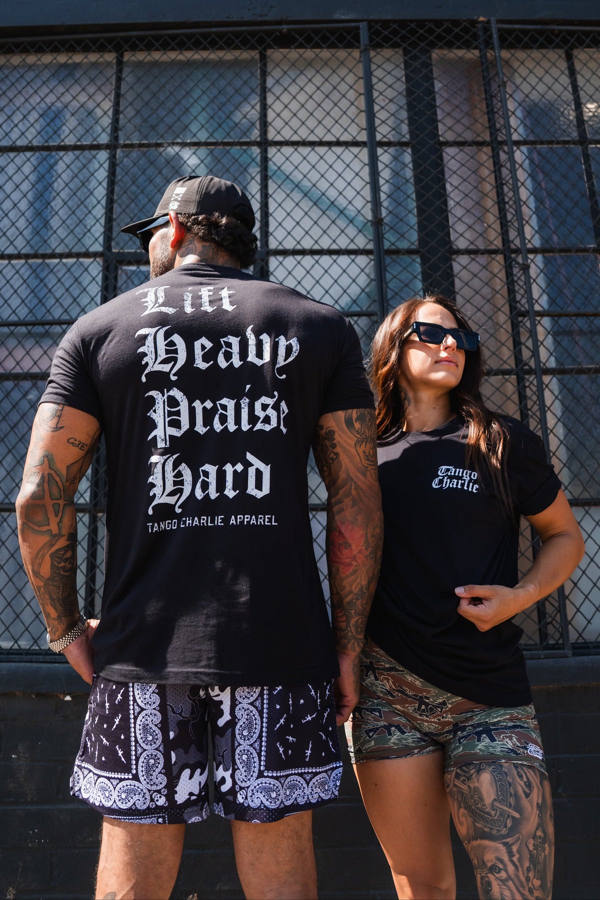 Lift Heavy. Praise Hard. Black Tee
