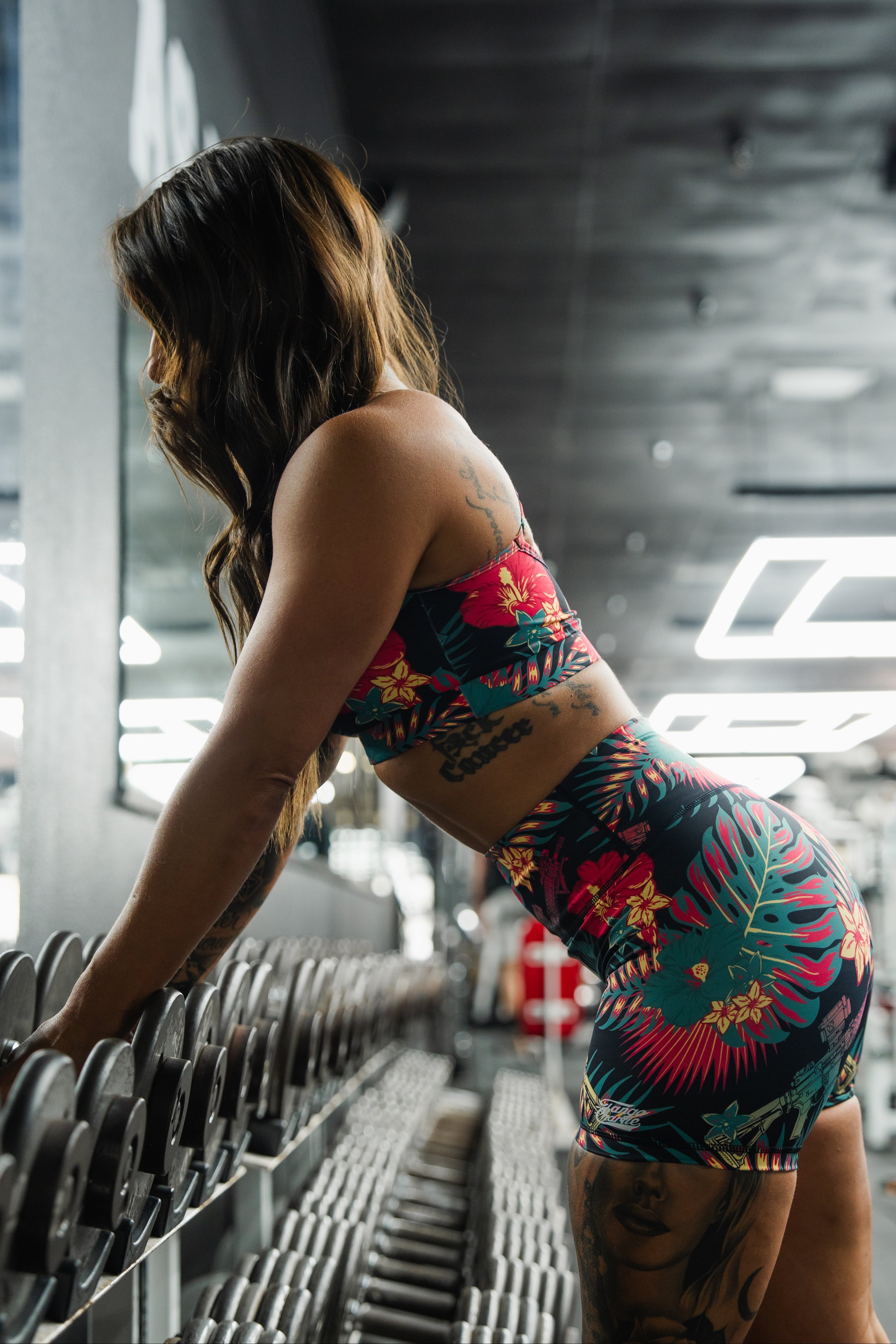 Women's High-Waisted Seamless Front Compression Training Shorts | Tropical Assassin