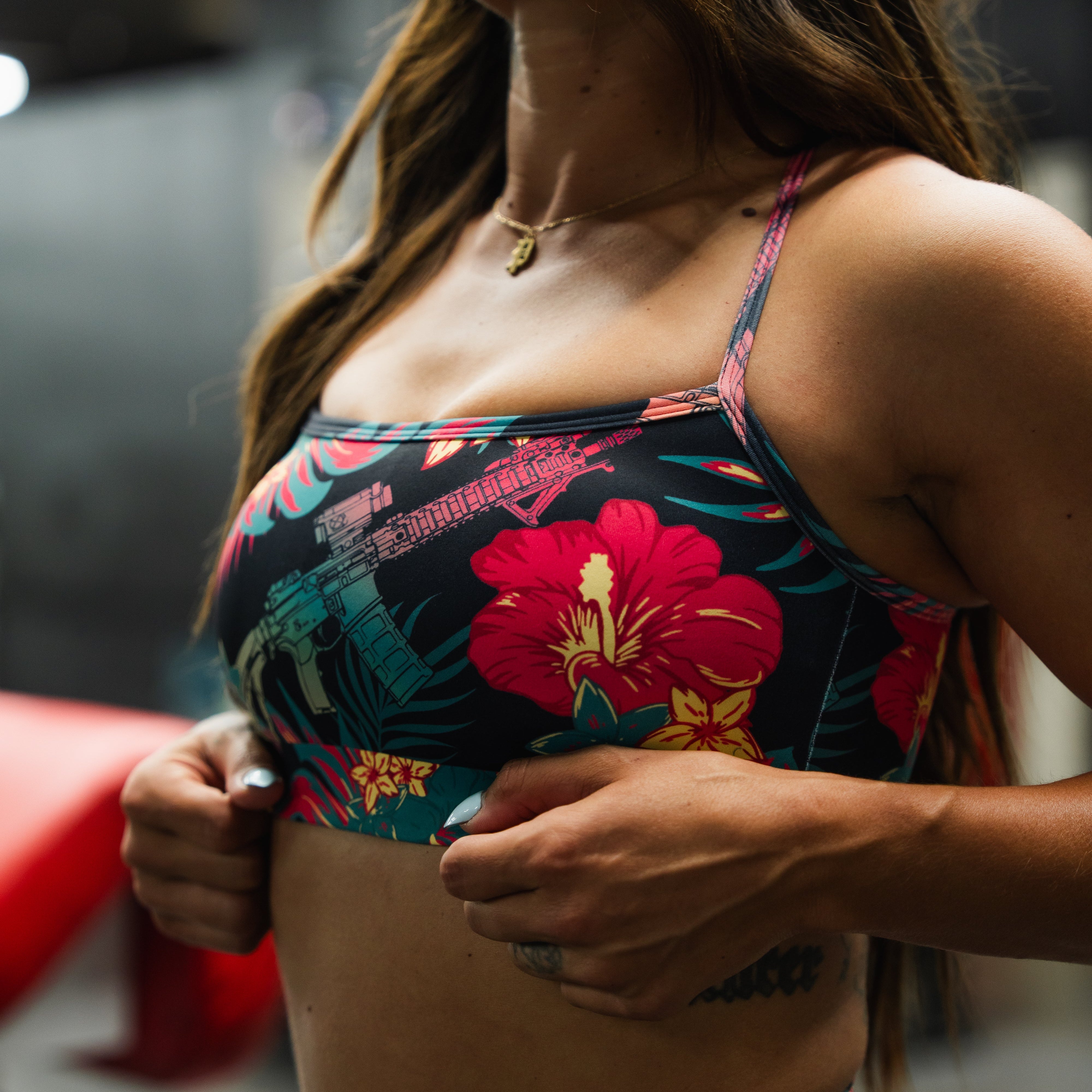 Cross Back Sports Bra | Tropical Assassin