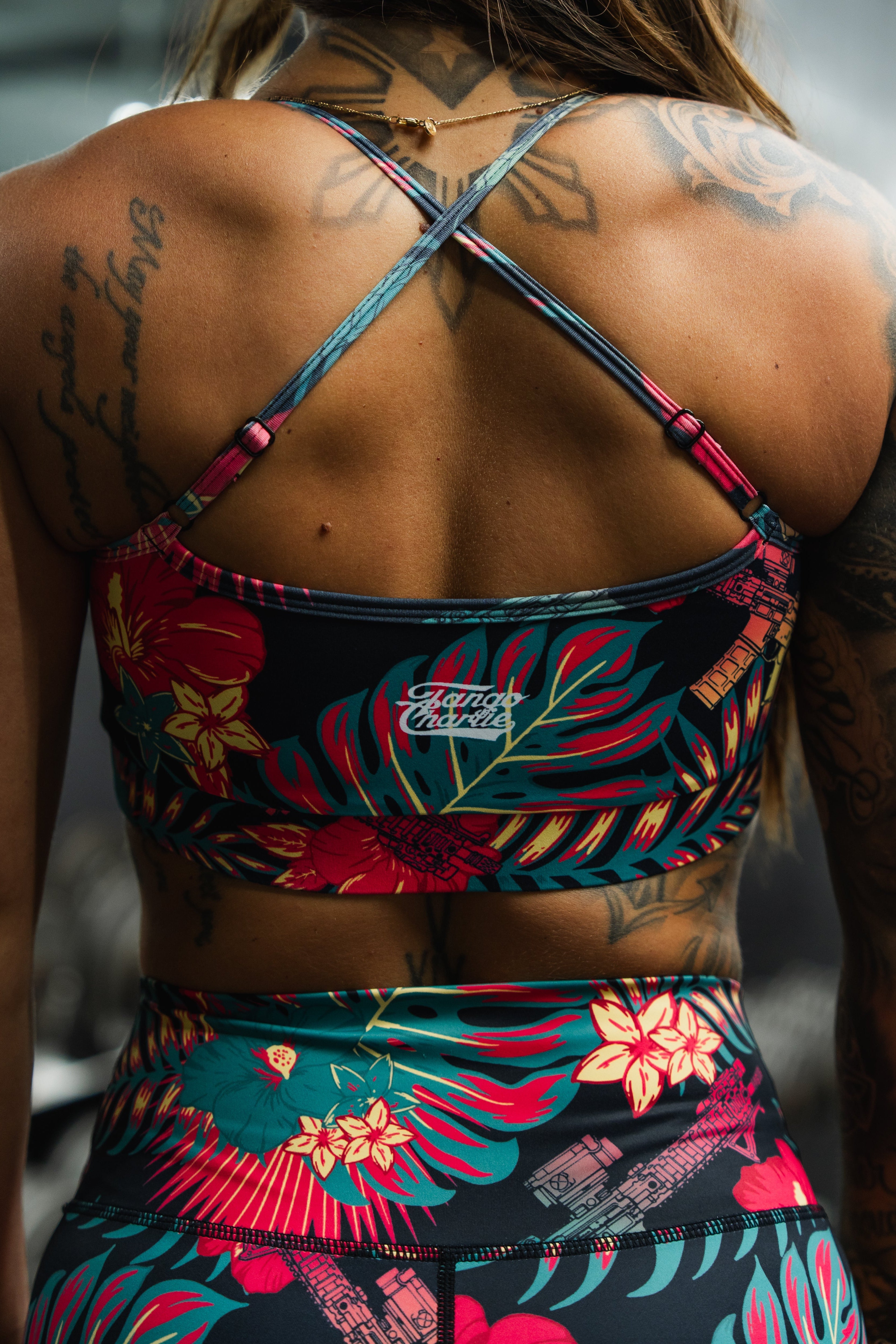 Cross Back Sports Bra | Tropical Assassin