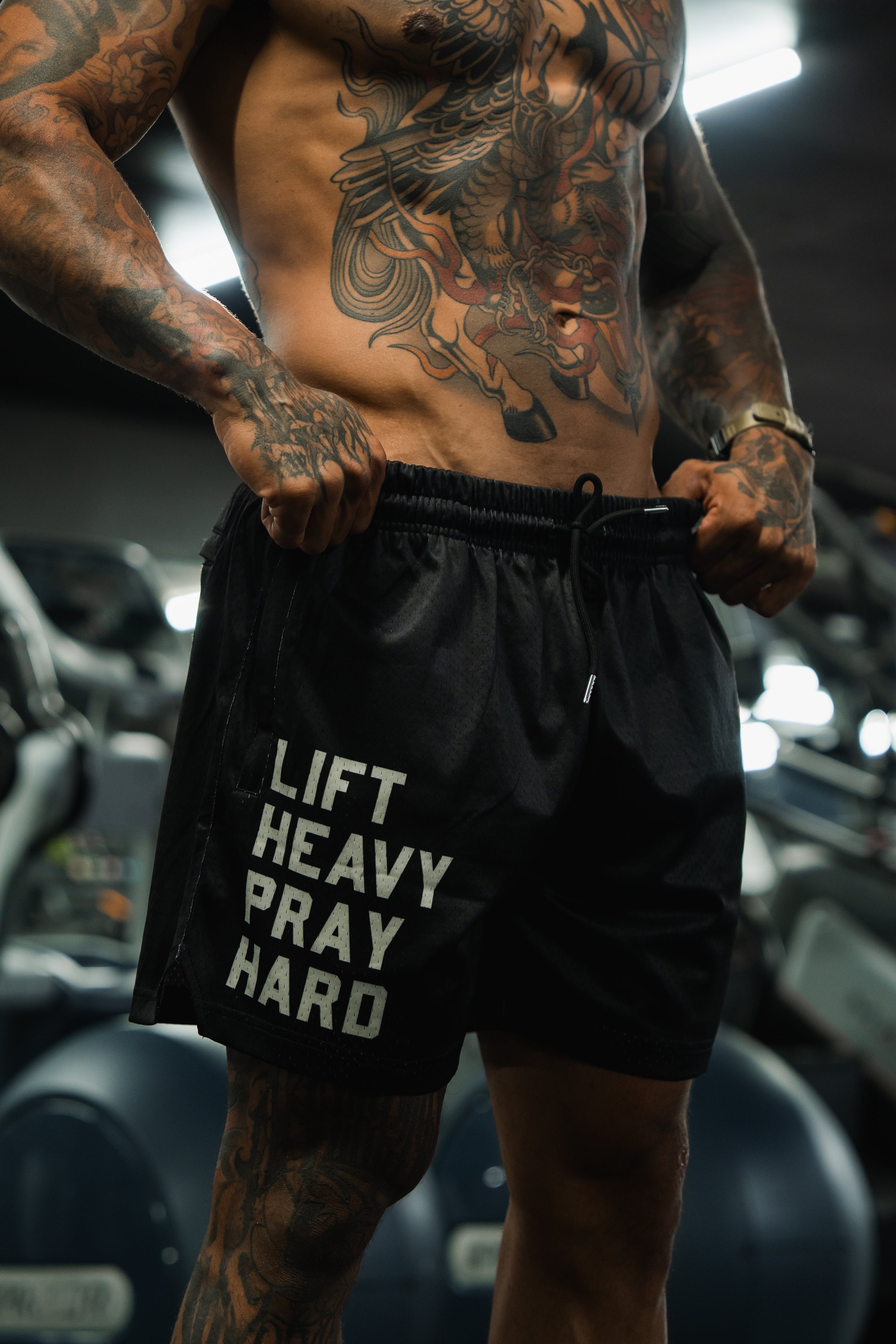 Men's Mesh Lifestyle Shorts | 5.5"- Lift Heavy Pray Hard Black