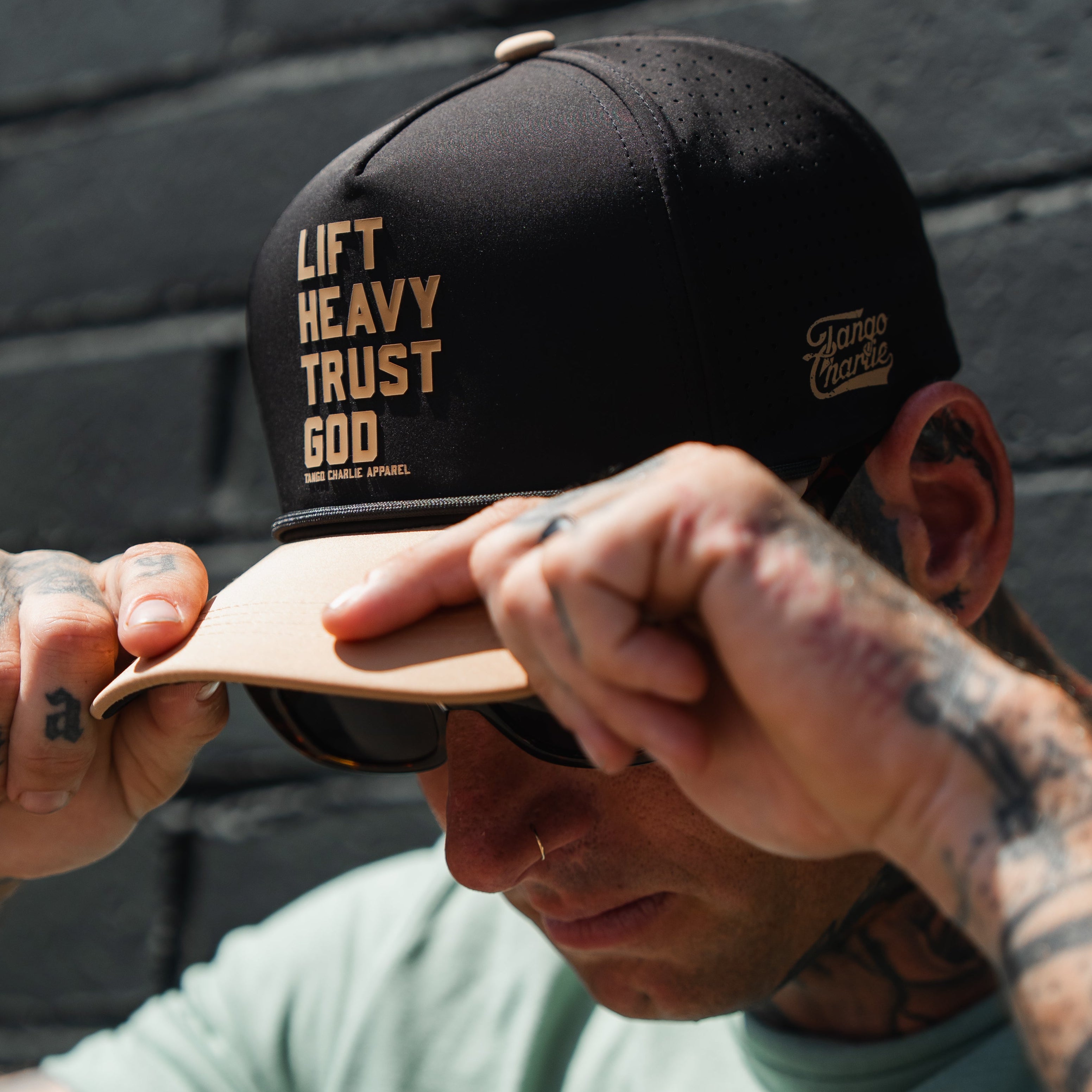 Lift Heavy Trust God Design - Hydro Black Snapback Hat