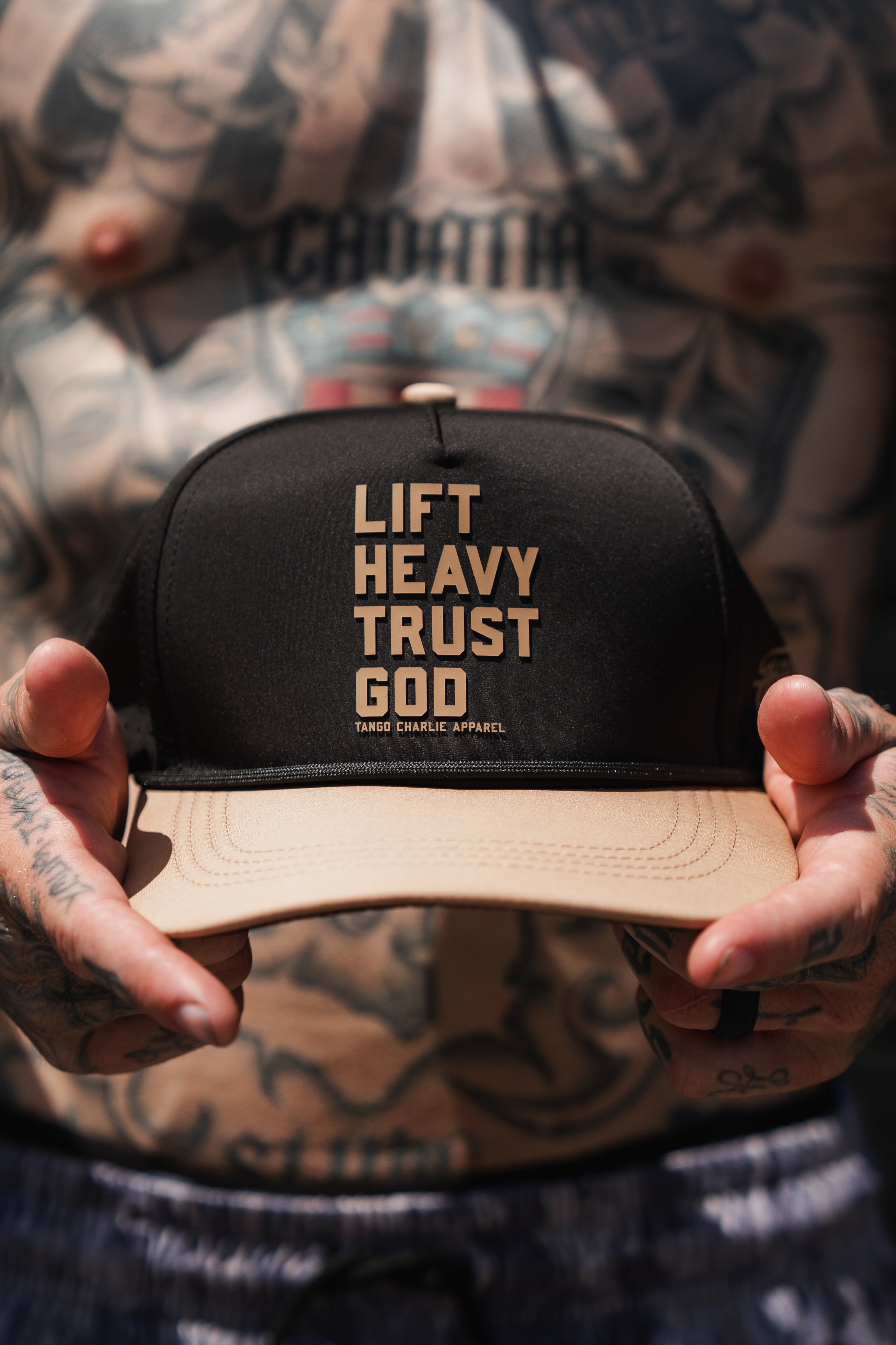 Lift Heavy. Trust God. Hydro - Black Snapback Hat
