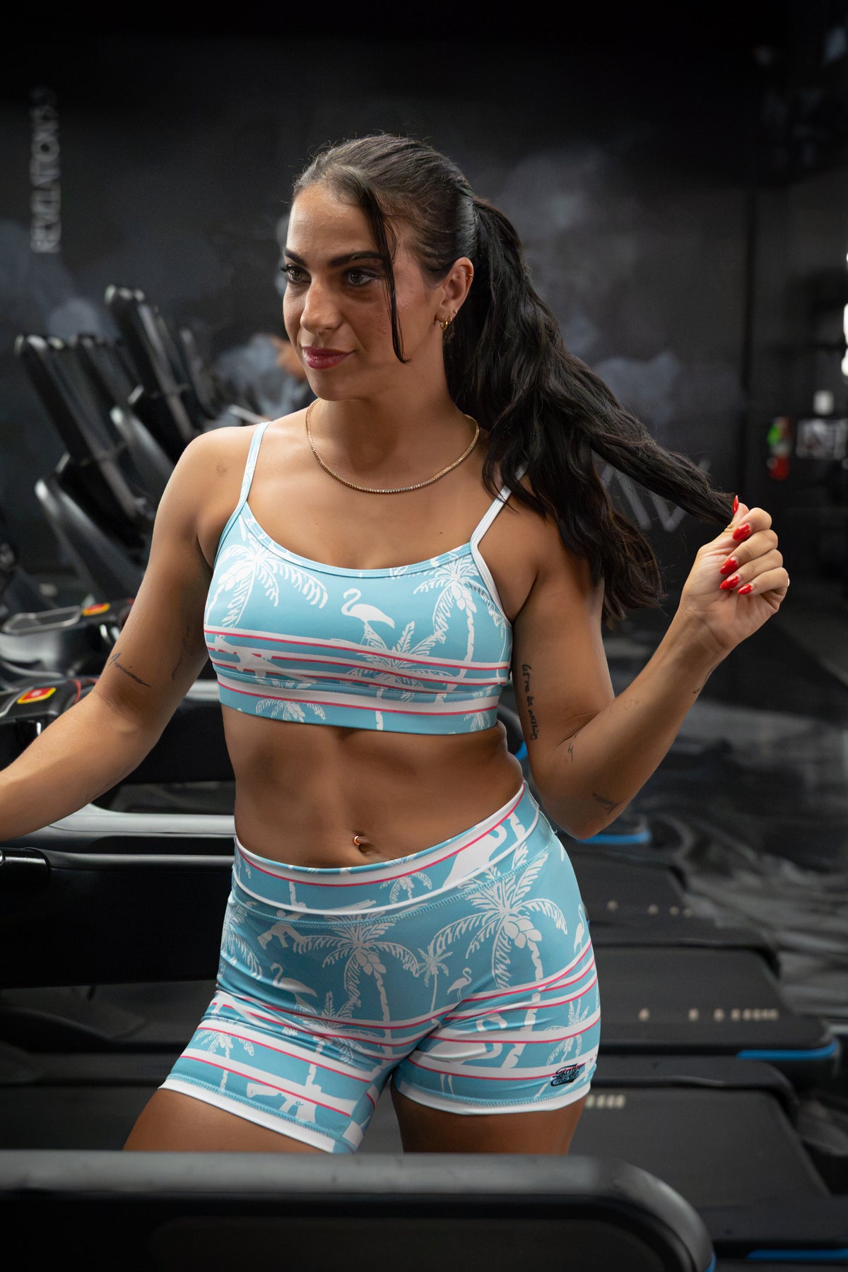 Women's High-Waisted Seamless Front Compression Training Shorts | Miami Vice Mayhem
