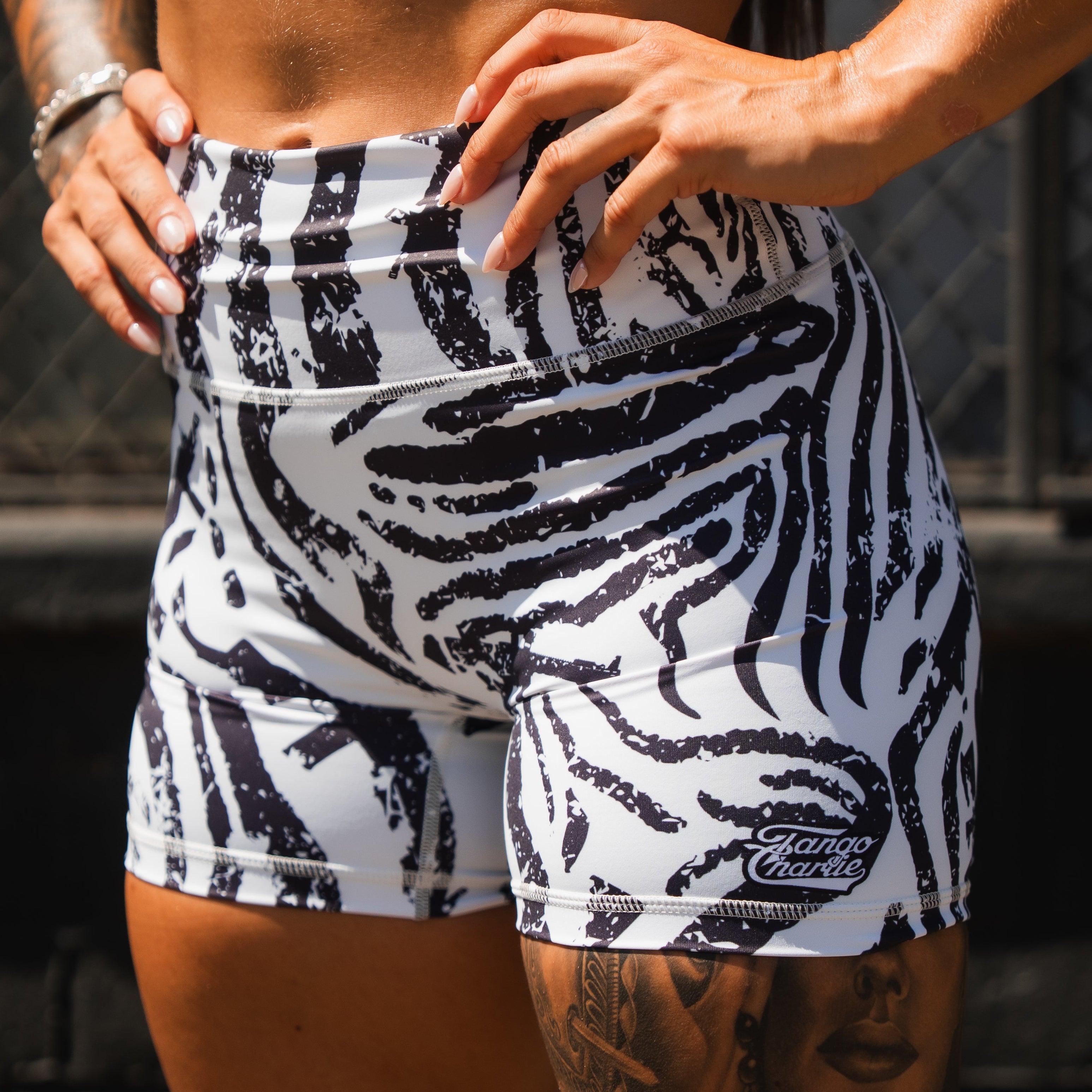 Women's High-Waisted Seamless Front Compression Training Shorts | Zebra Ops