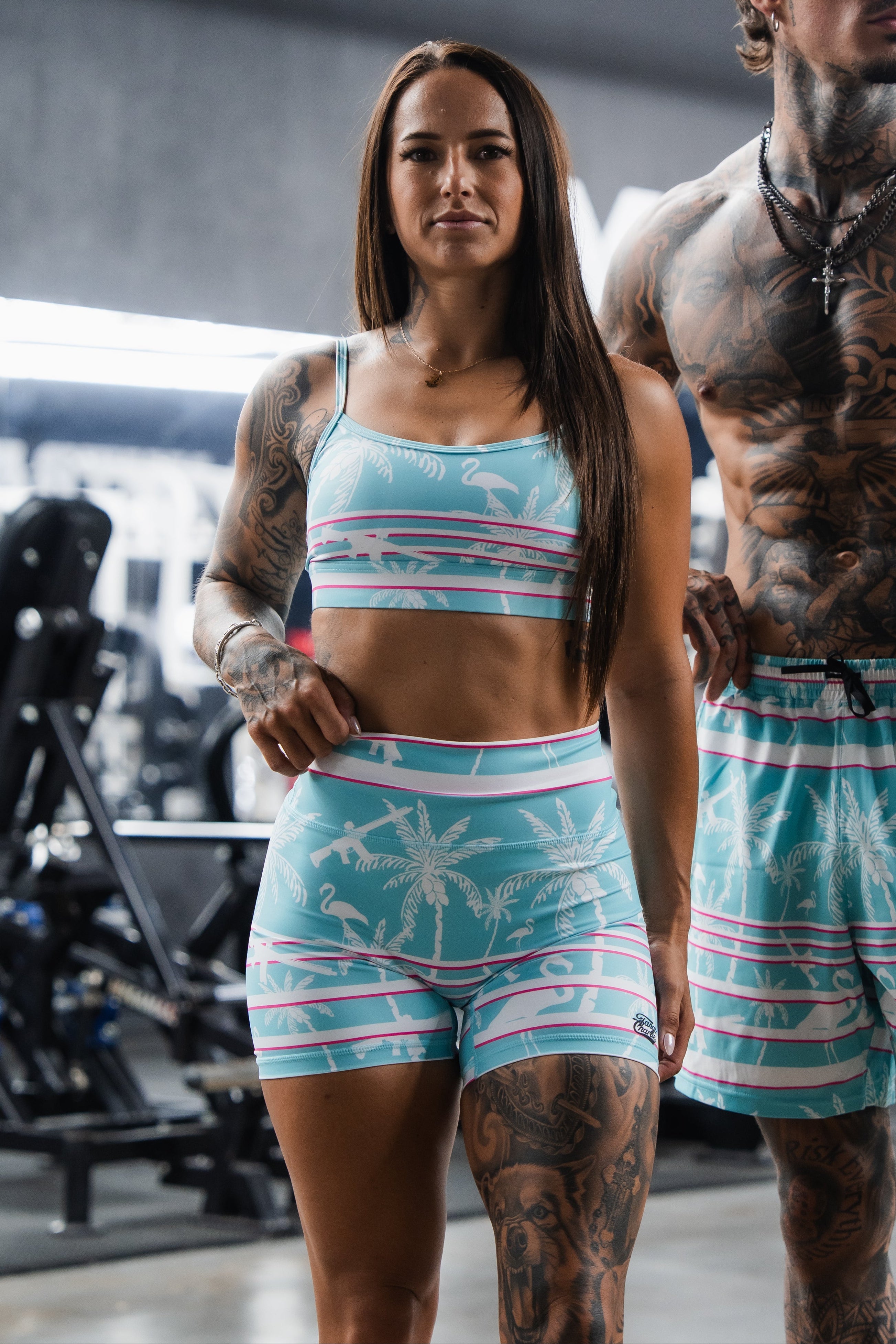 Women's High-Waisted Seamless Front Compression Training Shorts | Miami Vice Mayhem