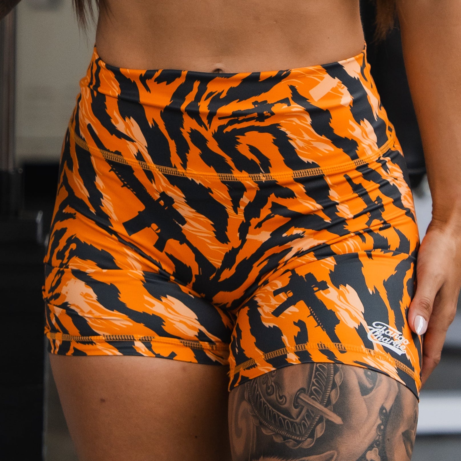 Women's High-Waisted Seamless Front Compression Training Shorts | Tiger Snipe