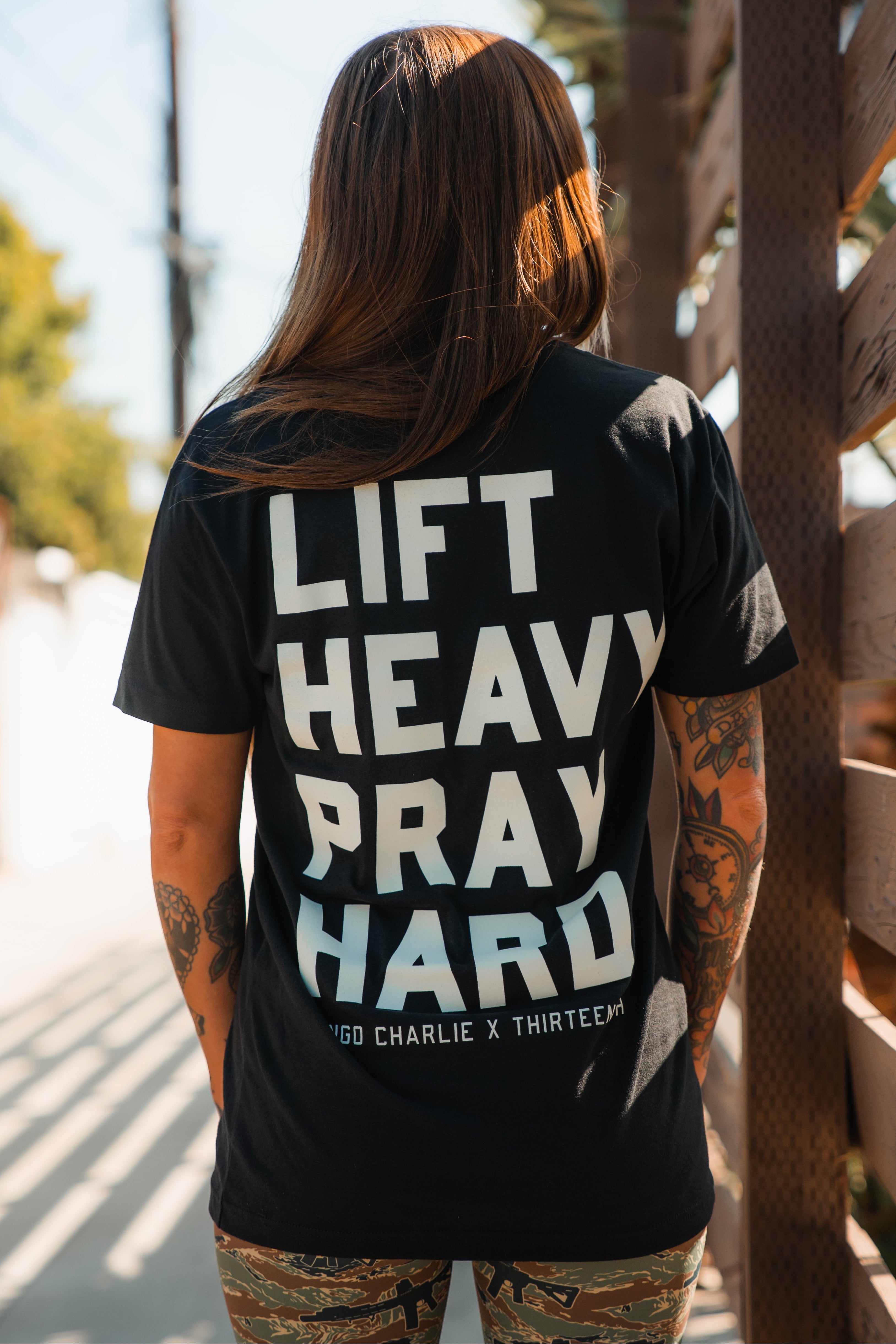 Lift Heavy. Pray Hard. - Black Tee