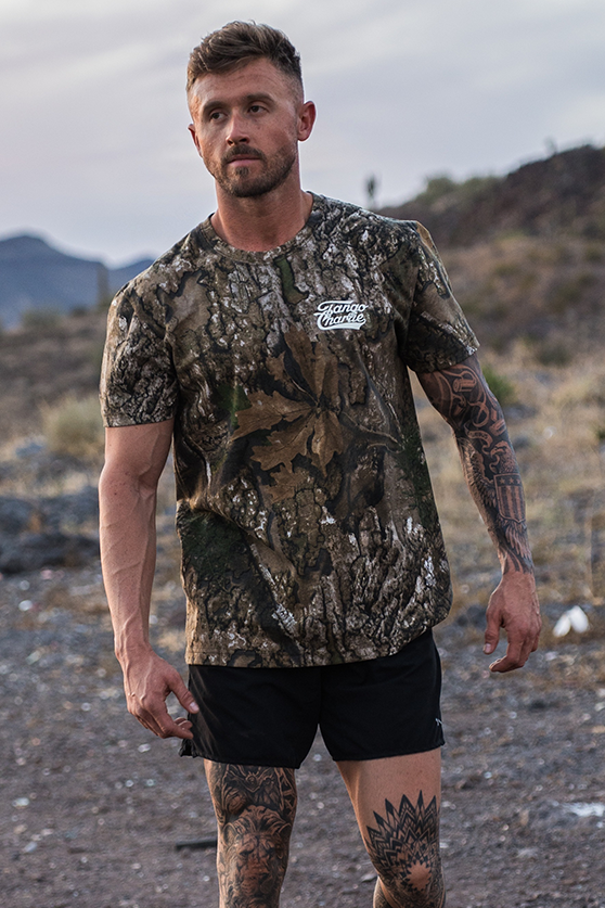 Lift Heavy. Trust God. - Realtree Premium Camo Tee