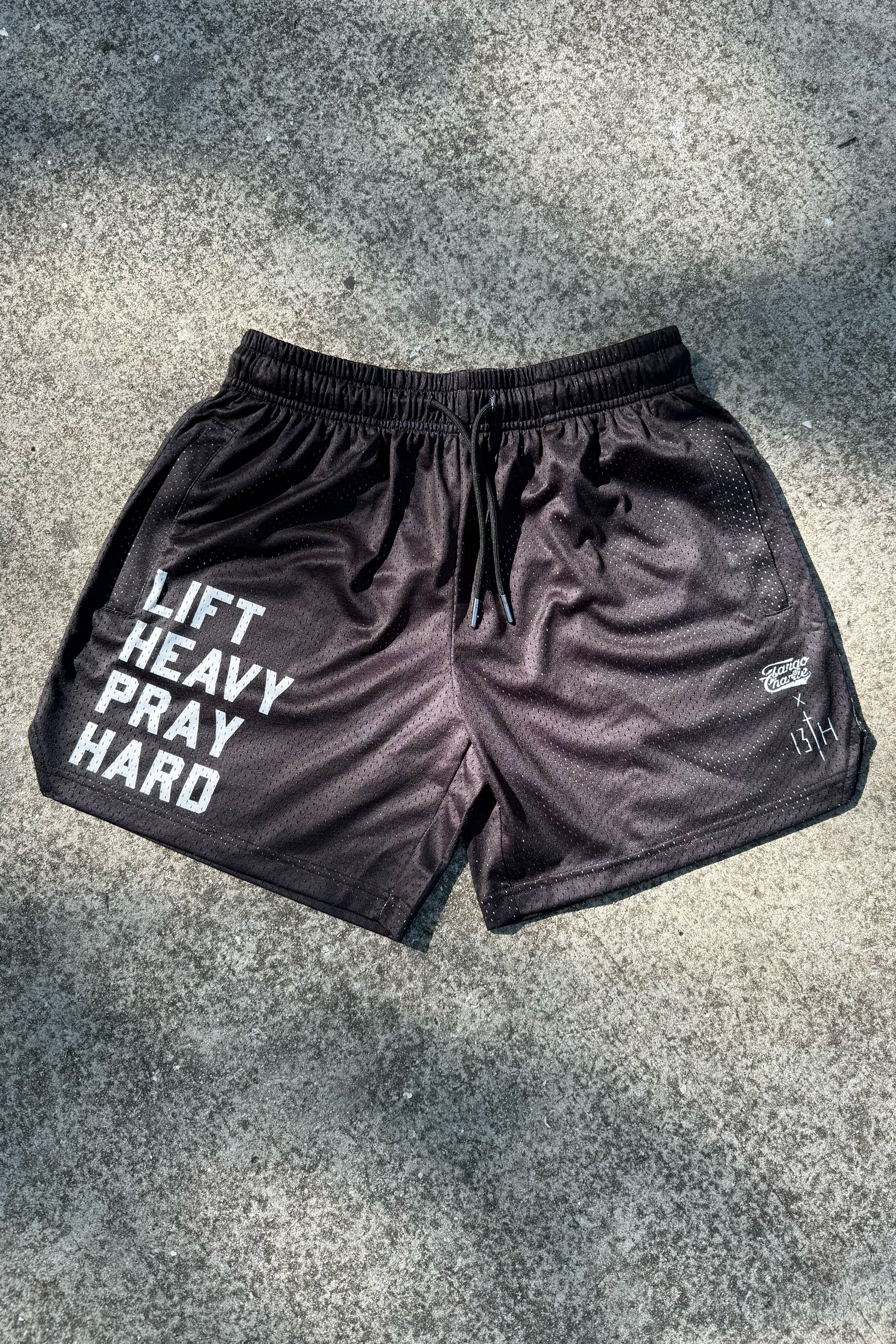 Men's Mesh Lifestyle Shorts | 5.5"- Lift Heavy Pray Hard Black