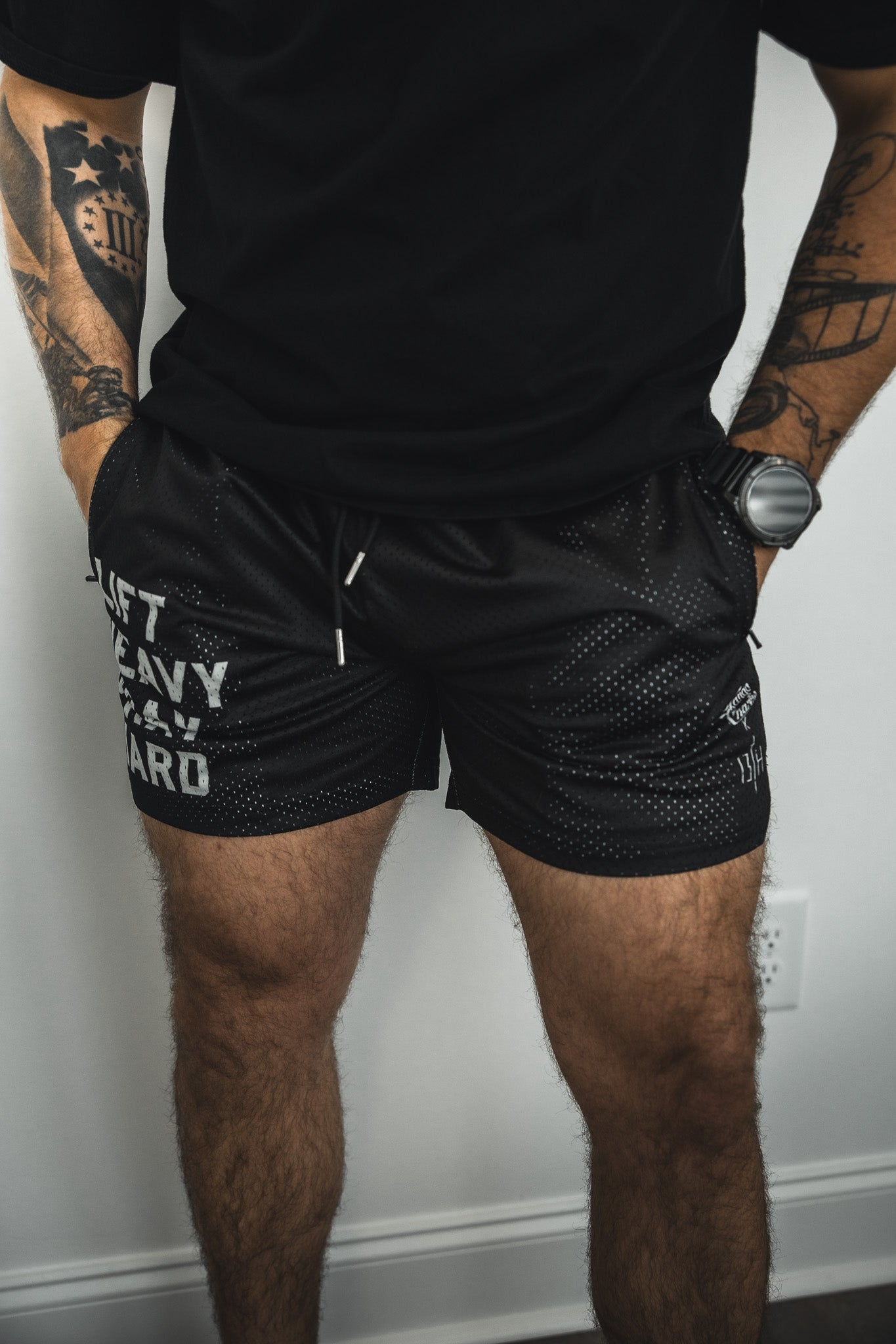 Men's Mesh Lifestyle Shorts | 5.5"- Lift Heavy Pray Hard Black