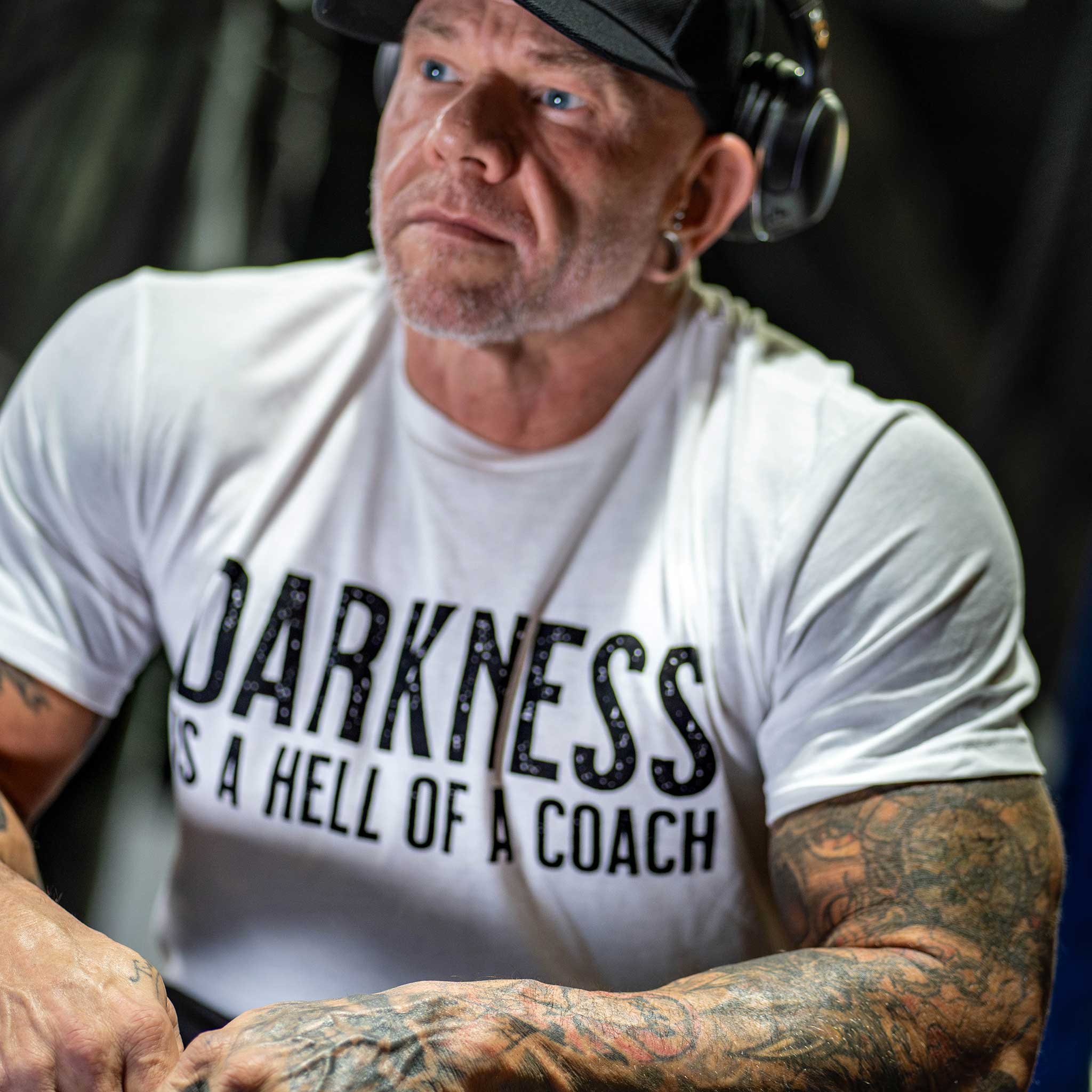 Darkness is a HELL of a Coach - White Edition Tee
