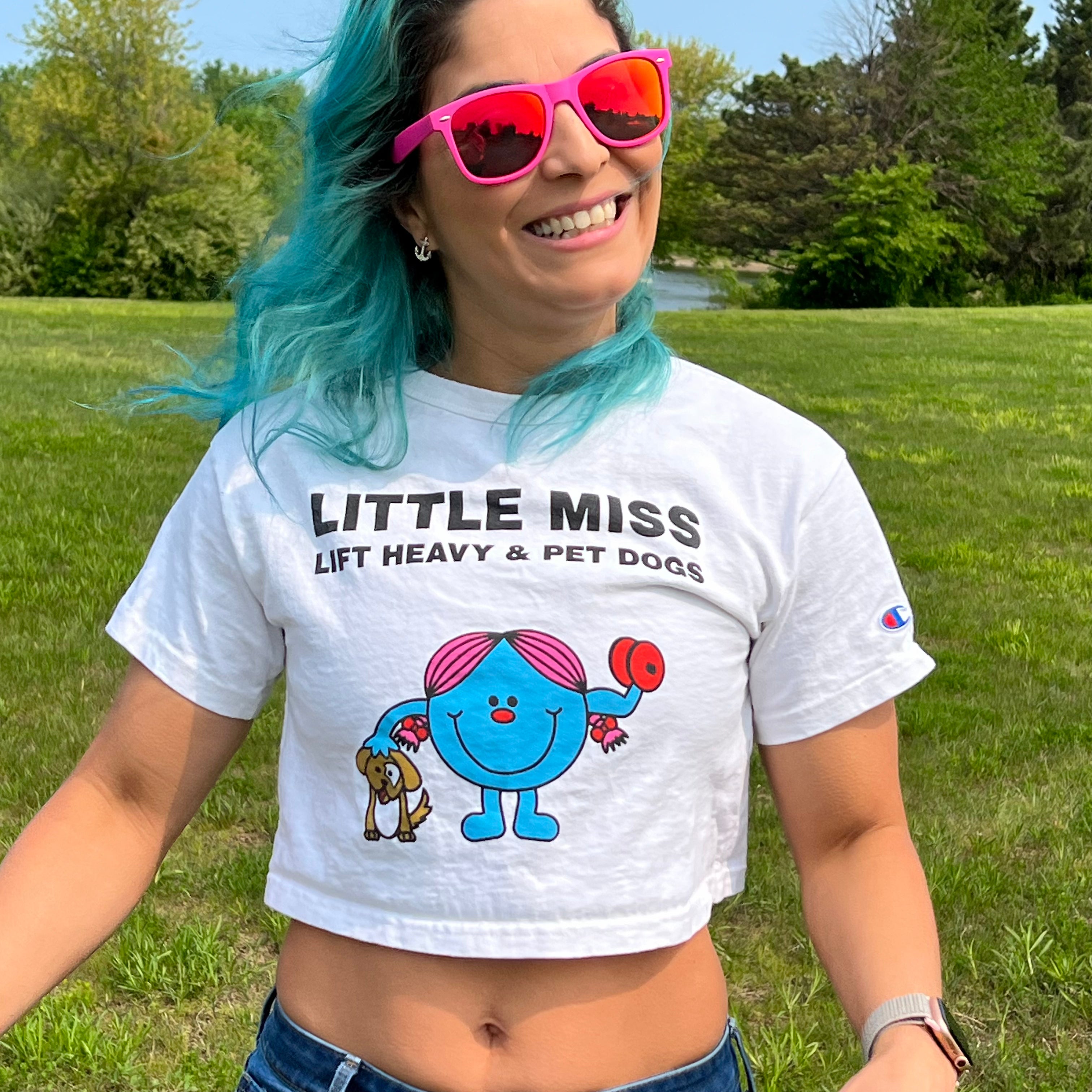 "LITTLE MISS Lift Heavy & Pet Dogs" - Women's Champion Crop