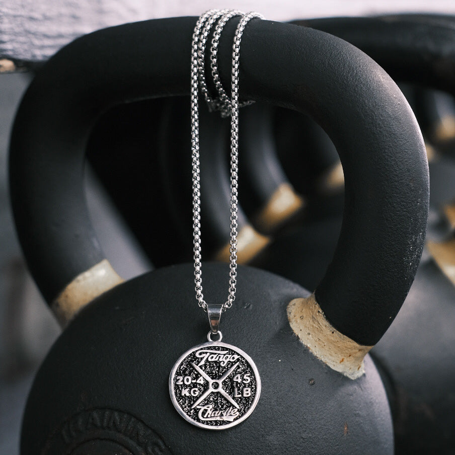 Barbell cross hotsell necklace