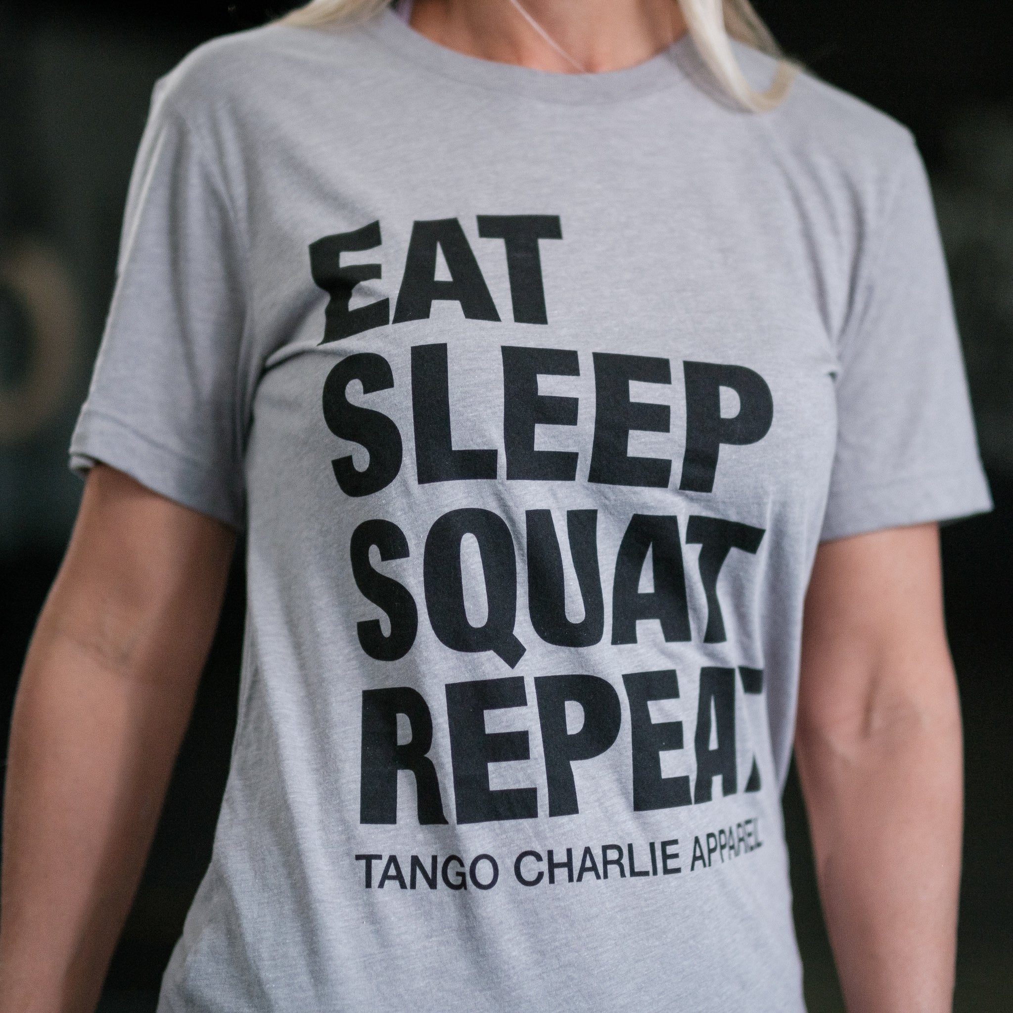Eat. Sleep. Squat. Repeat. - Gray Tee