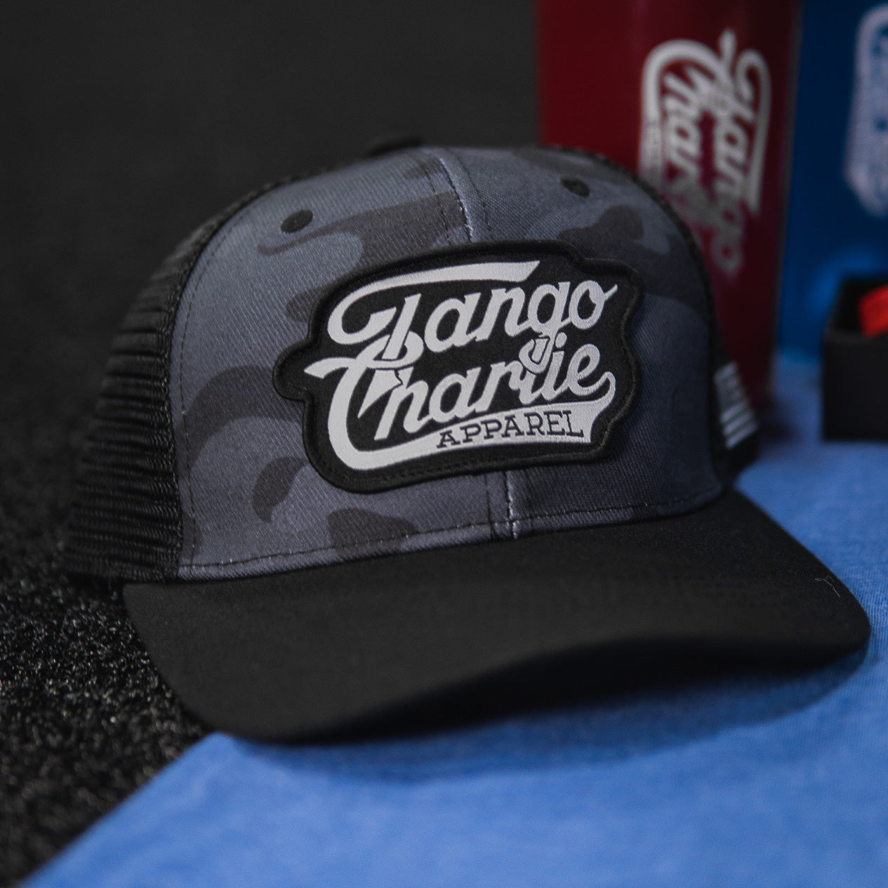 Tango Charlie Black Camo Snapback Hat