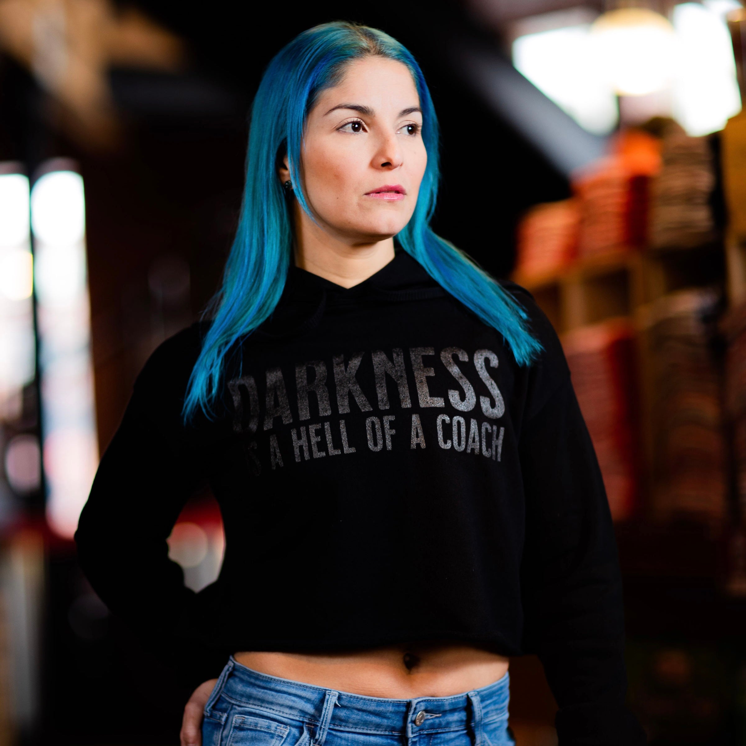 Darkness is a Hell of a Coach - Women's Crop Hoodie